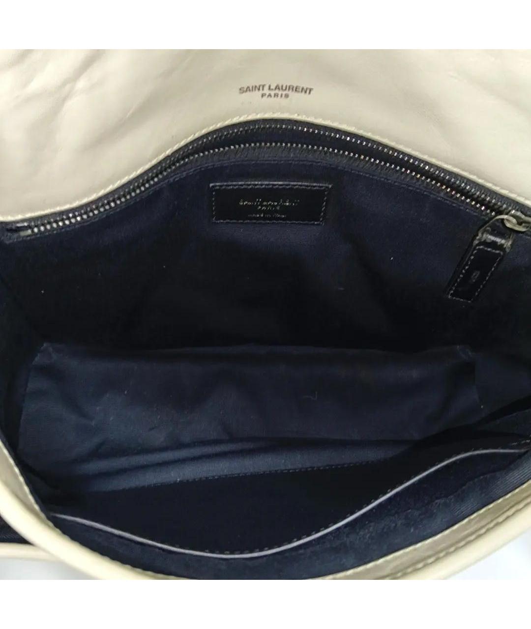 SAINT LAURENT Бежевая кожаная сумка через плечо, фото 4