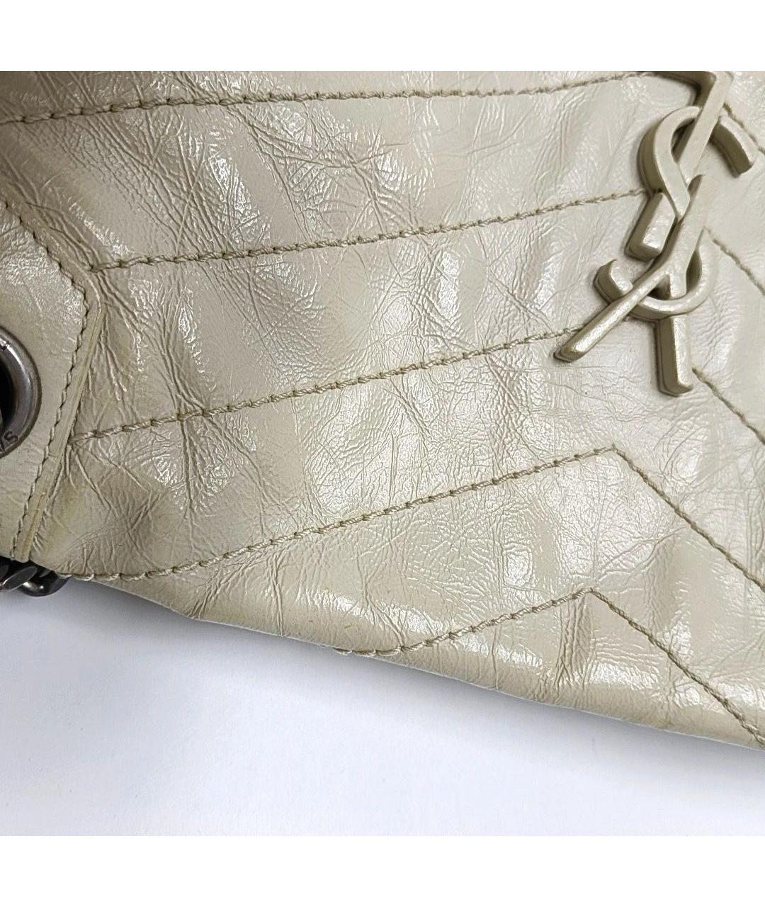 SAINT LAURENT Бежевая кожаная сумка через плечо, фото 5