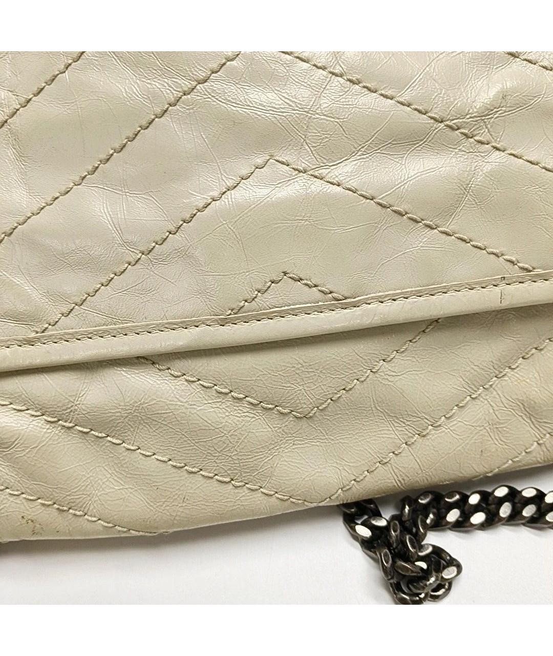 SAINT LAURENT Бежевая кожаная сумка через плечо, фото 7