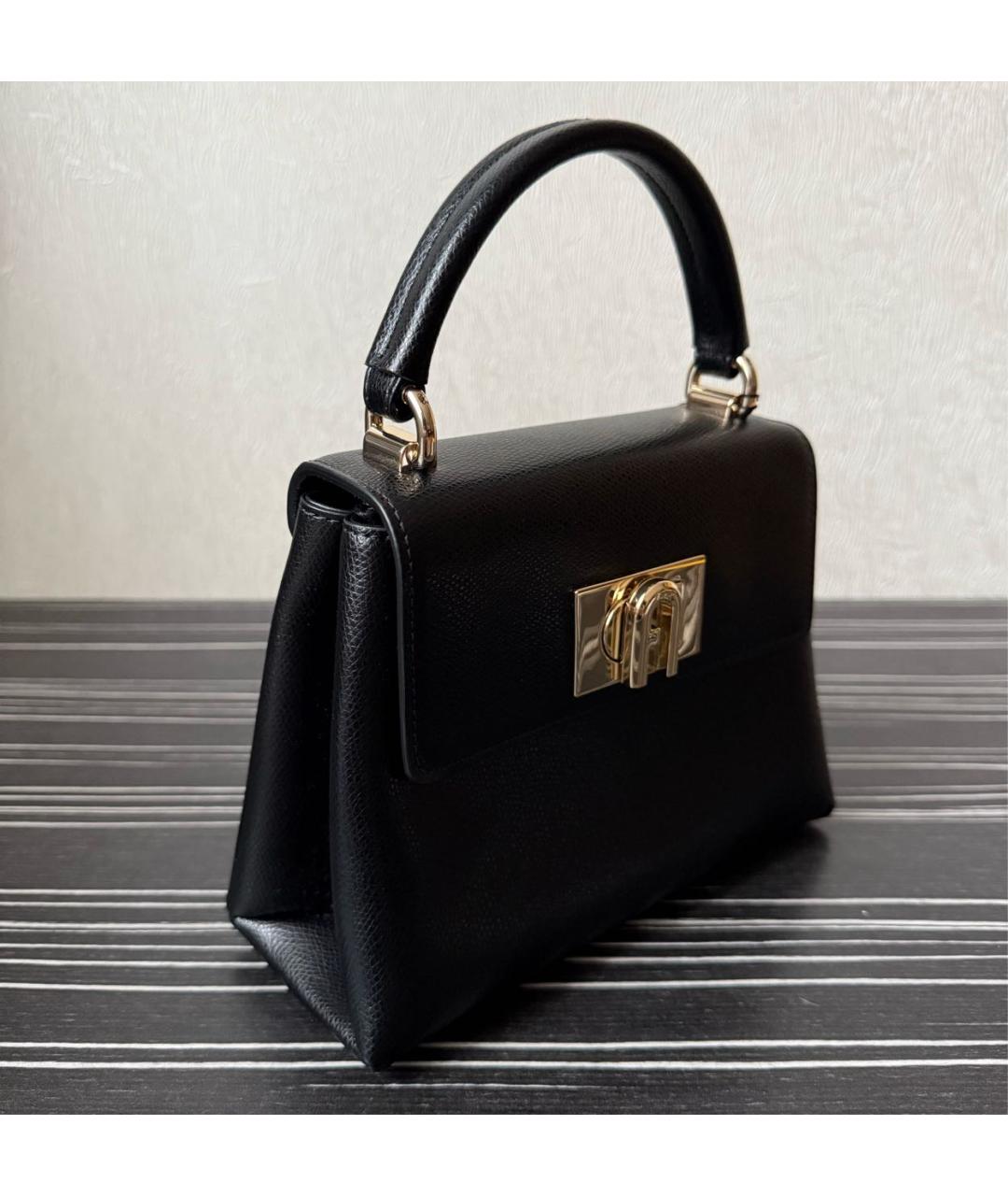 FURLA Черная кожаная сумка с короткими ручками, фото 2