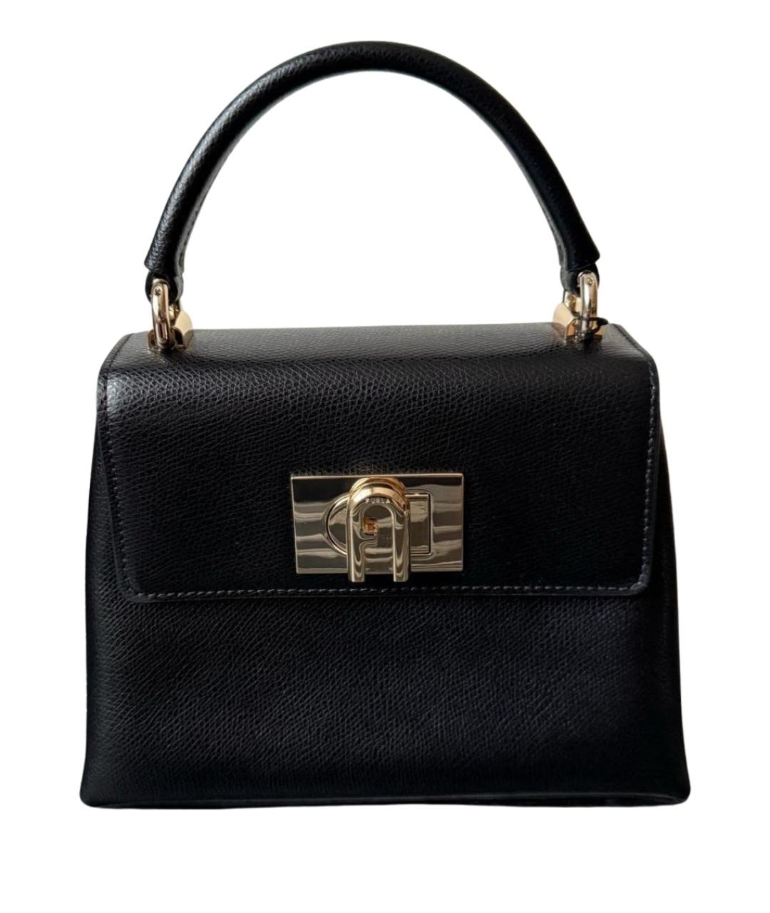 FURLA Черная кожаная сумка с короткими ручками, фото 1