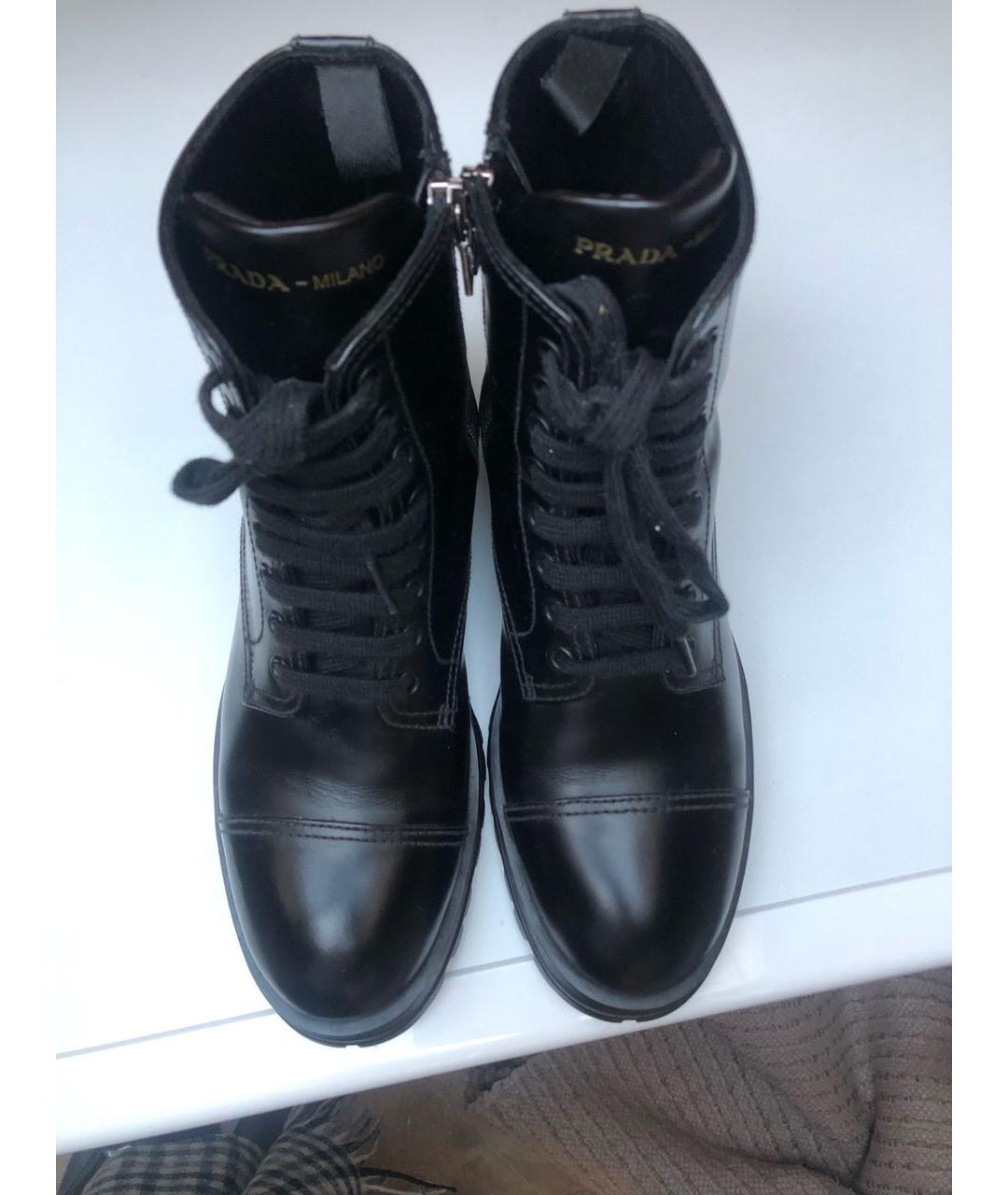 PRADA Черные кожаные ботинки, фото 3