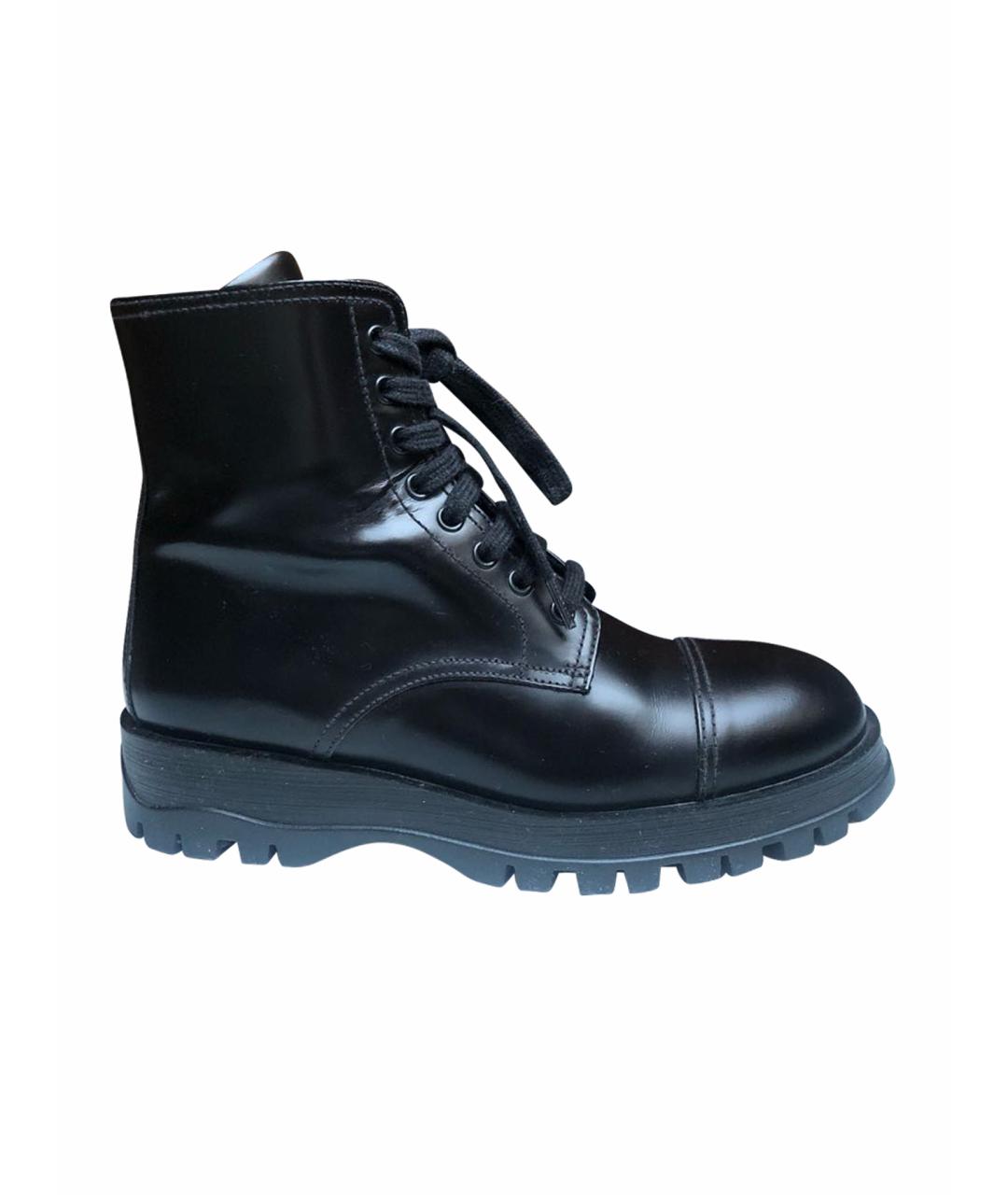 PRADA Черные кожаные ботинки, фото 1