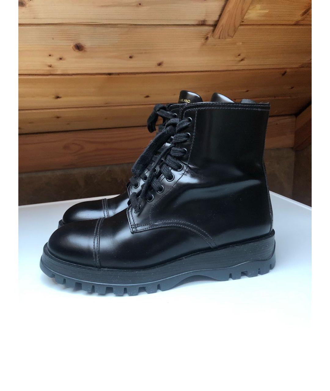 PRADA Черные кожаные ботинки, фото 6
