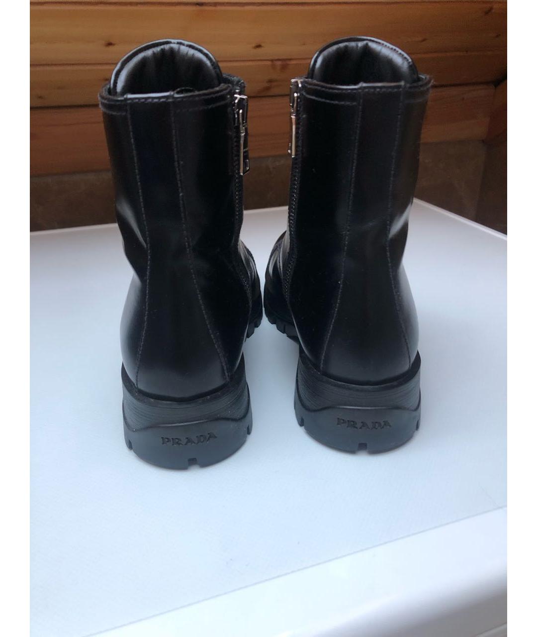 PRADA Черные кожаные ботинки, фото 4