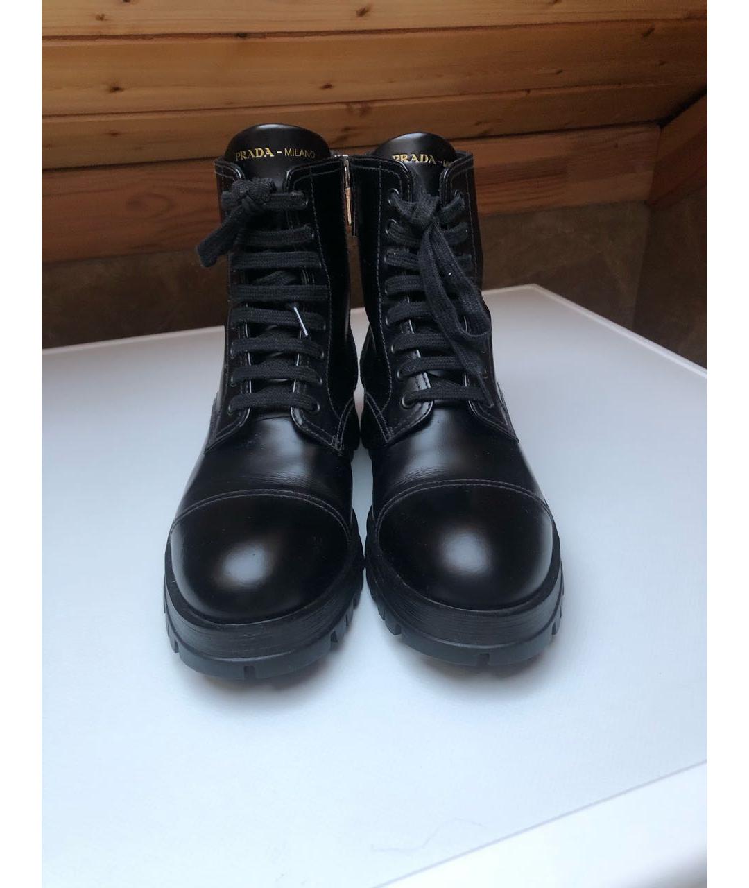 PRADA Черные кожаные ботинки, фото 2