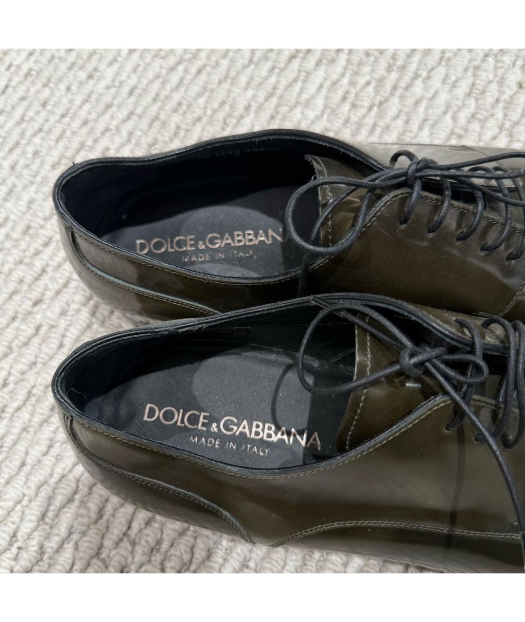 DOLCE&GABBANA Хаки туфли из лакированной кожи, фото 4