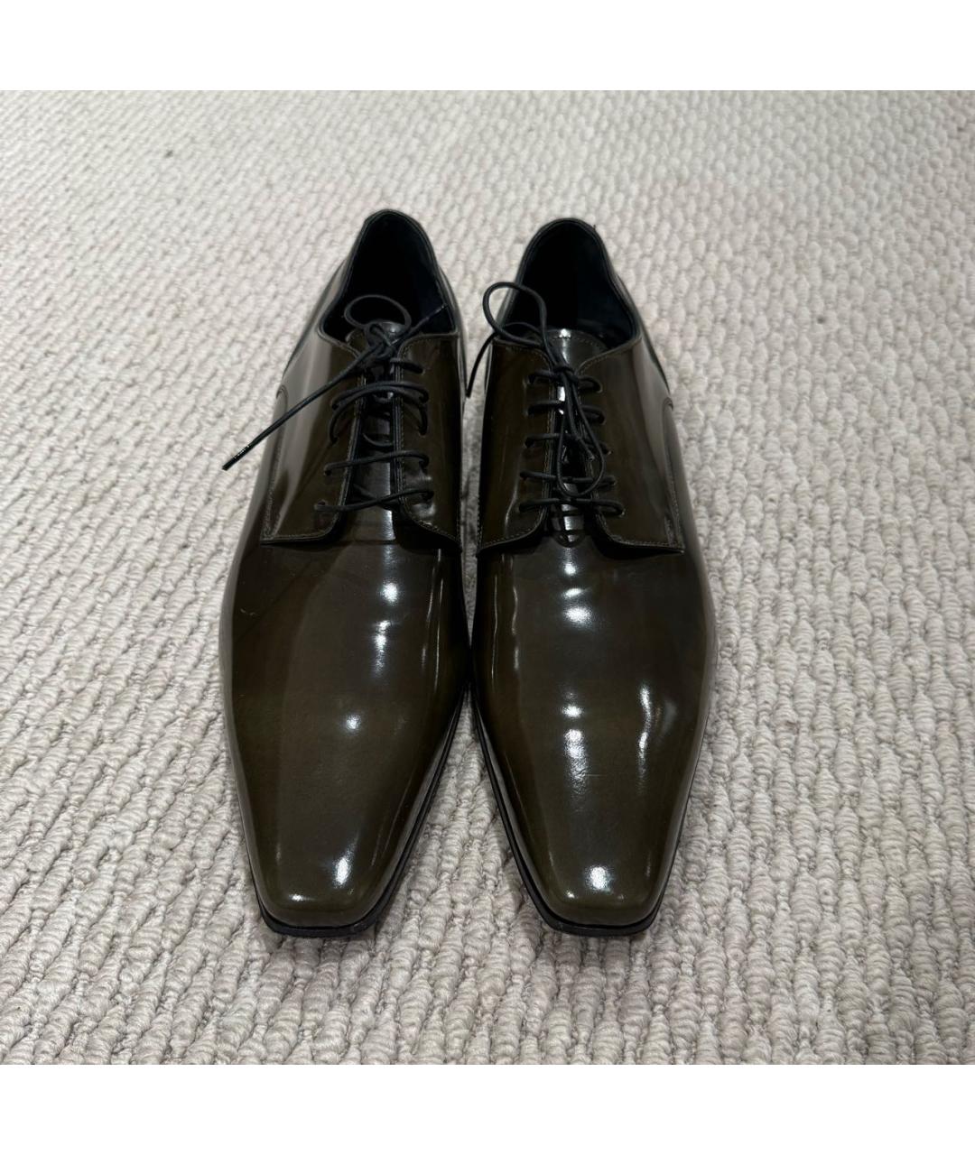 DOLCE&GABBANA Хаки туфли из лакированной кожи, фото 3