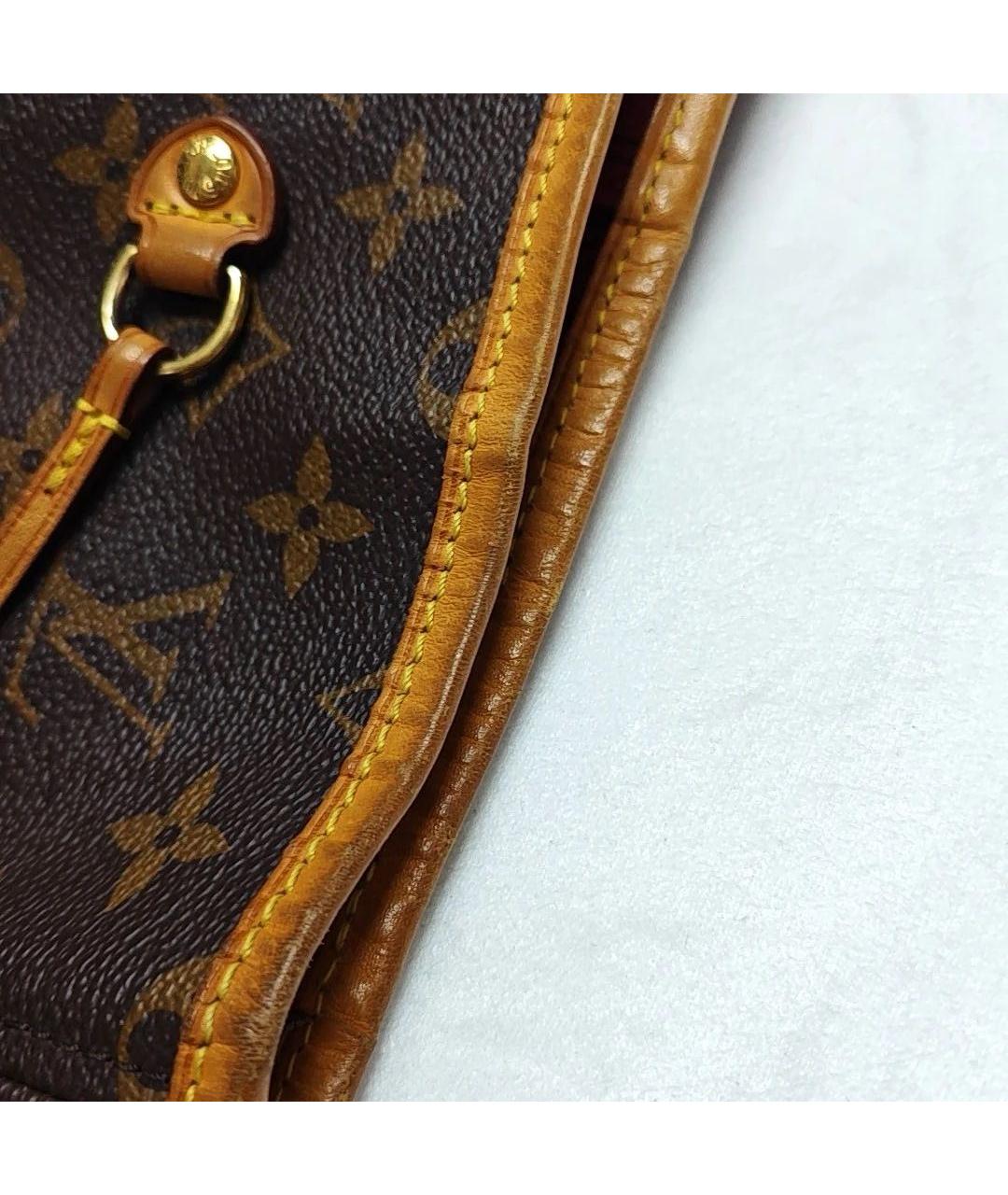 LOUIS VUITTON Коричневая кожаная сумка тоут, фото 8