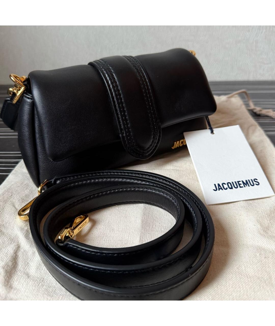 JACQUEMUS Черная кожаная сумка через плечо, фото 6