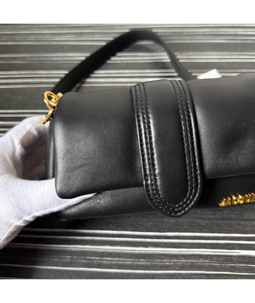 JACQUEMUS Черная кожаная сумка через плечо, фото 5