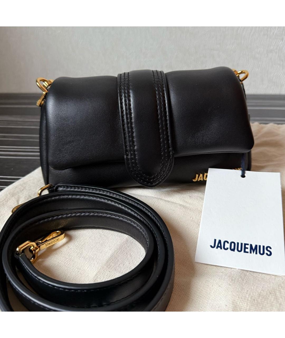 JACQUEMUS Черная кожаная сумка через плечо, фото 7