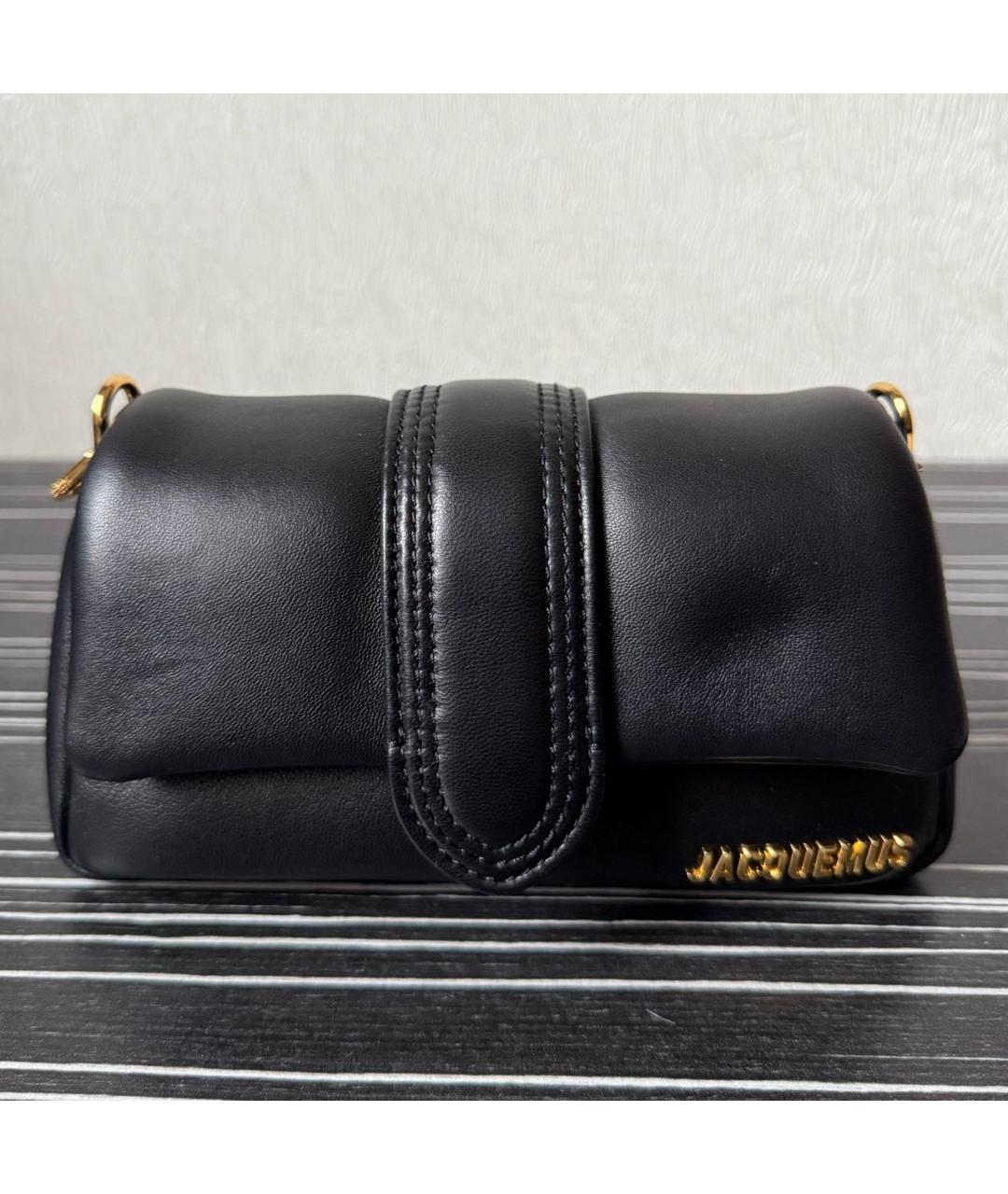 JACQUEMUS Черная кожаная сумка через плечо, фото 8