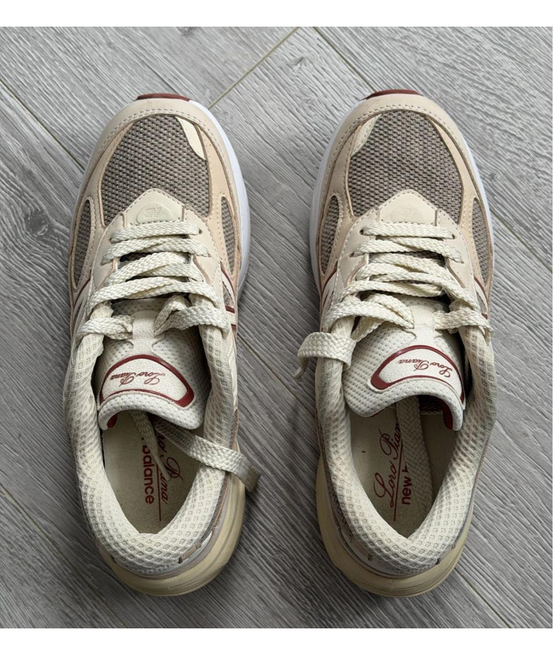 LORO PIANA Бежевые кожаные кроссовки, фото 2