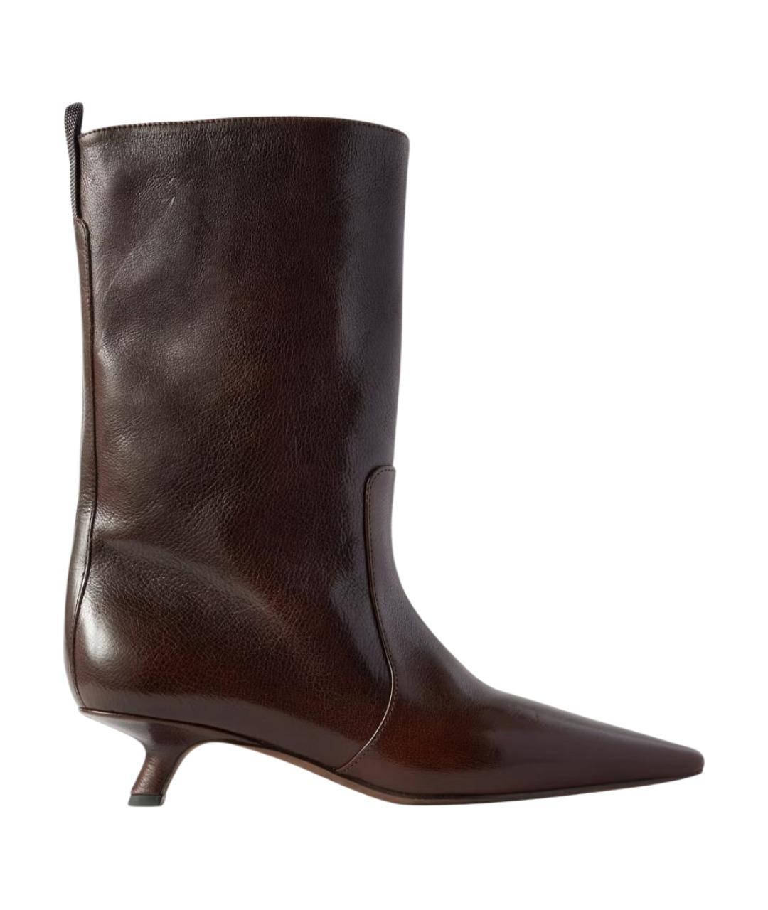 BRUNELLO CUCINELLI Коричневые кожаные ботильоны, фото 1