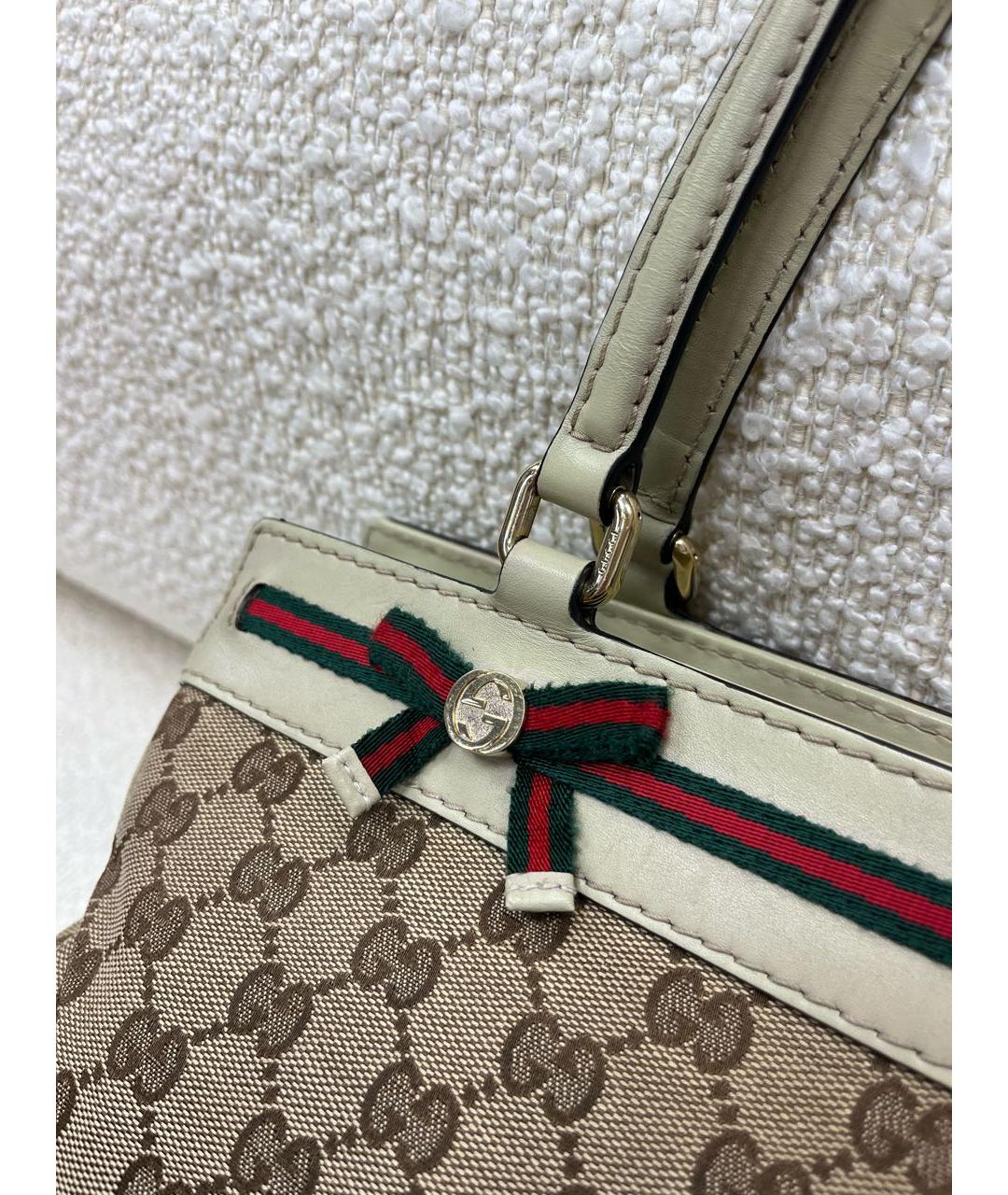 GUCCI Бежевая сумка с короткими ручками, фото 5