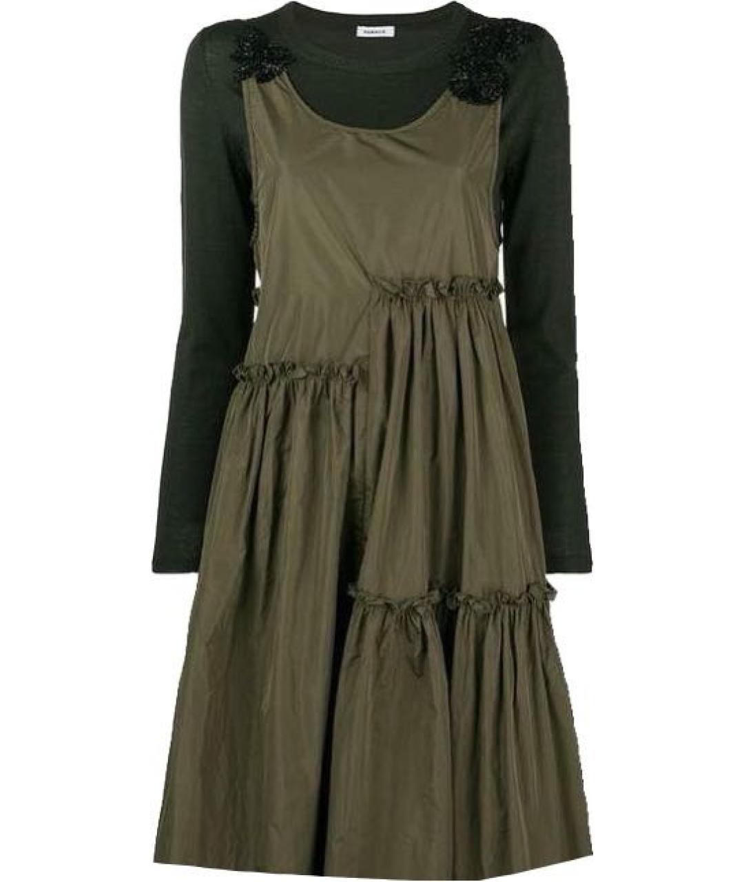 P.A.R.O.S.H. Хаки шерстяное повседневное платье, фото 9