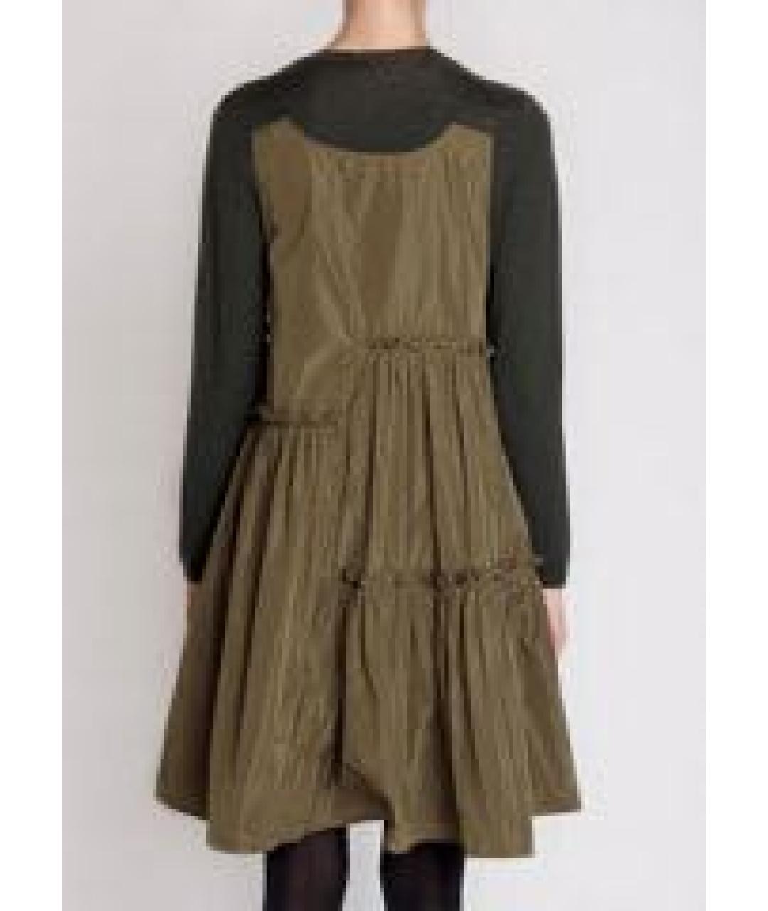 P.A.R.O.S.H. Хаки шерстяное повседневное платье, фото 5