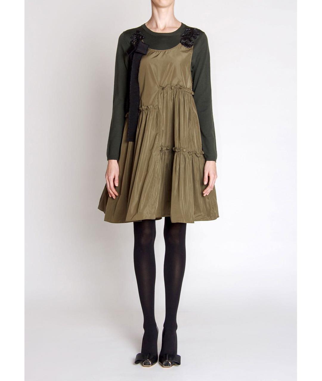 P.A.R.O.S.H. Хаки шерстяное повседневное платье, фото 2