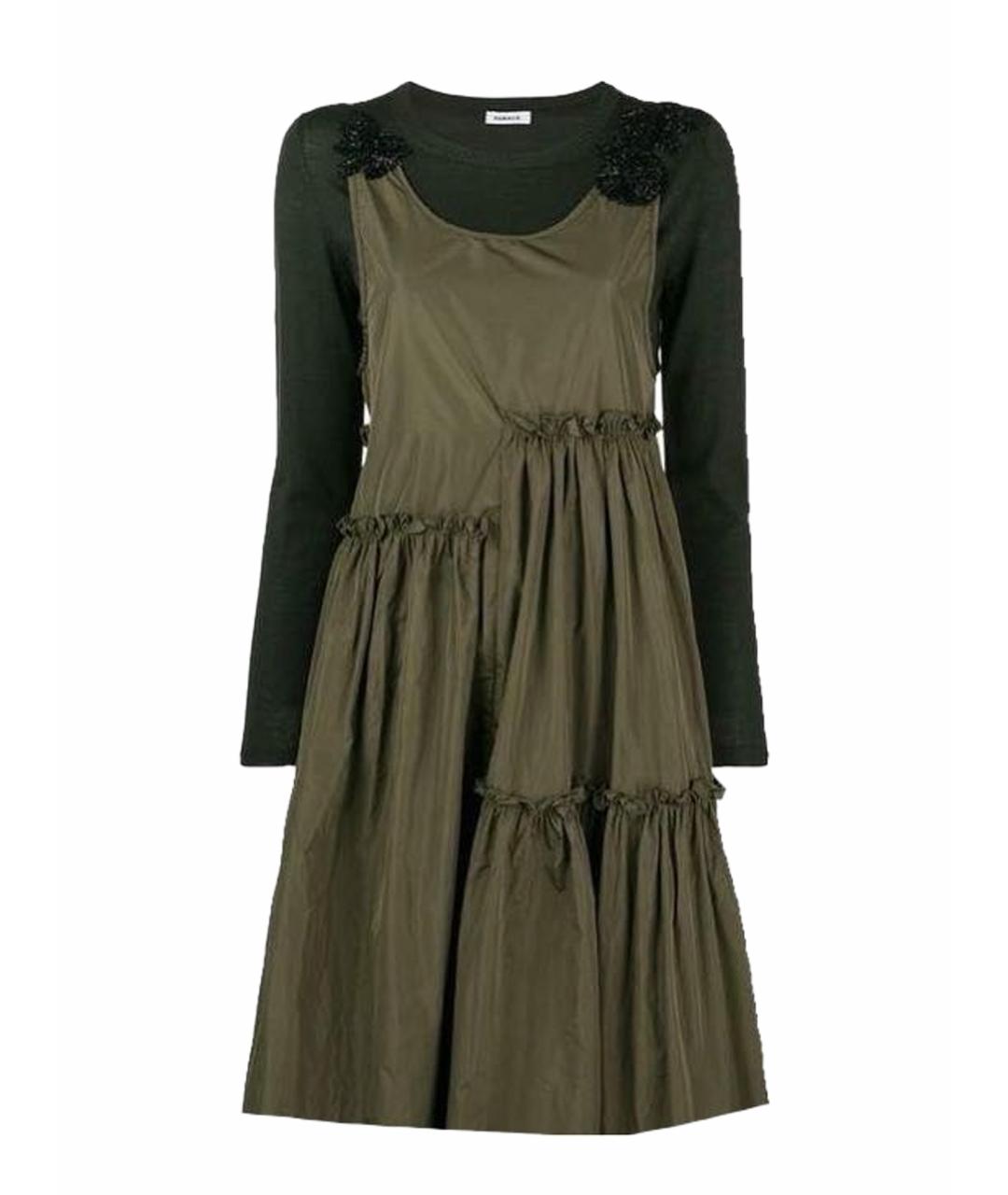 P.A.R.O.S.H. Хаки шерстяное повседневное платье, фото 1