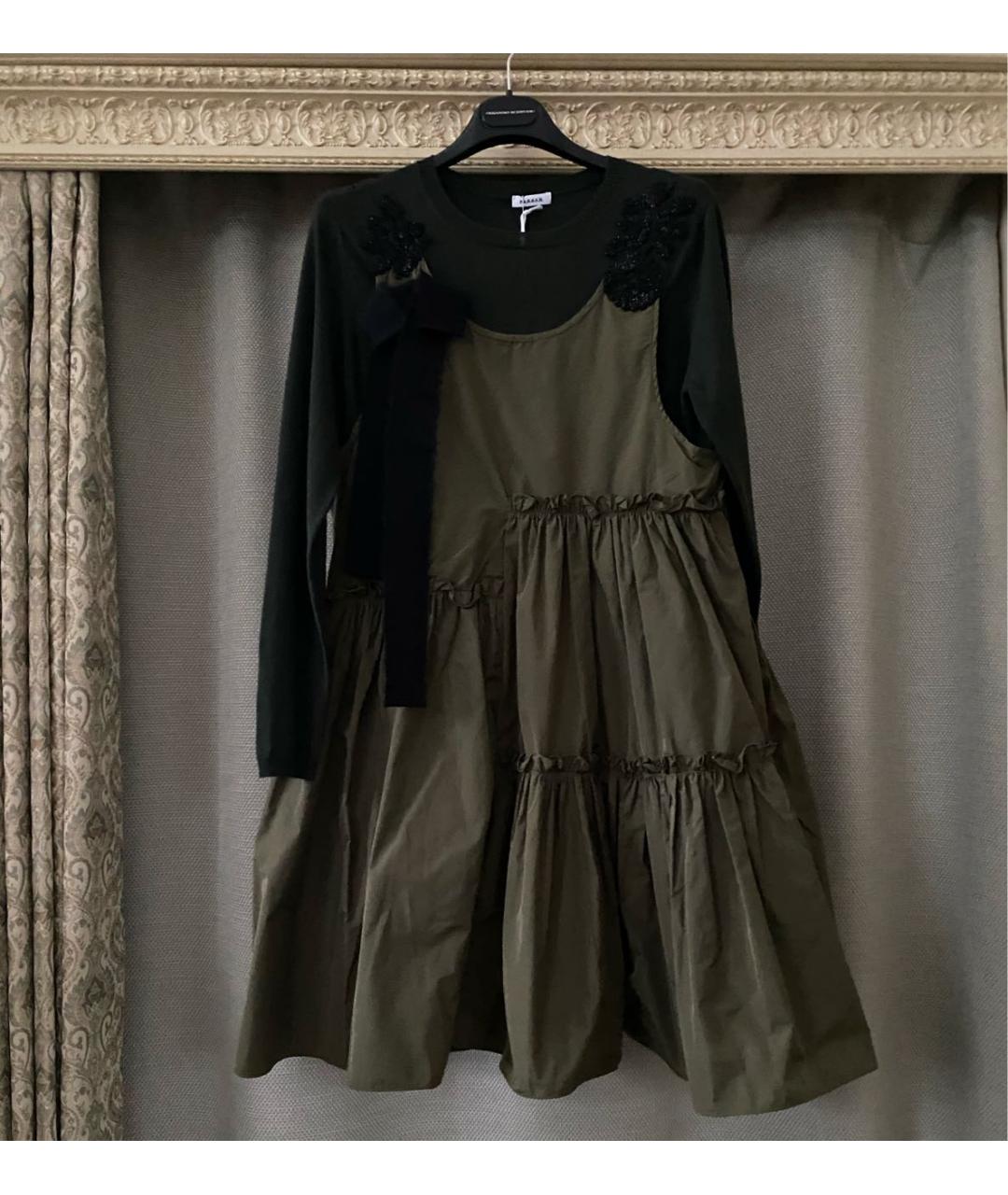 P.A.R.O.S.H. Хаки шерстяное повседневное платье, фото 6