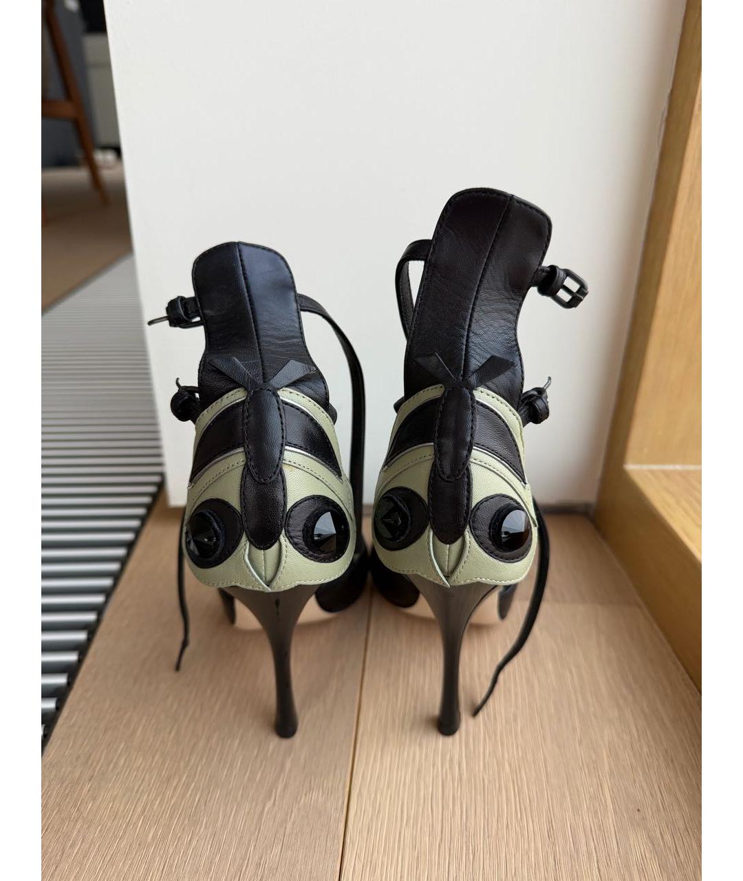 BOTTEGA VENETA Черные кожаные босоножки, фото 4