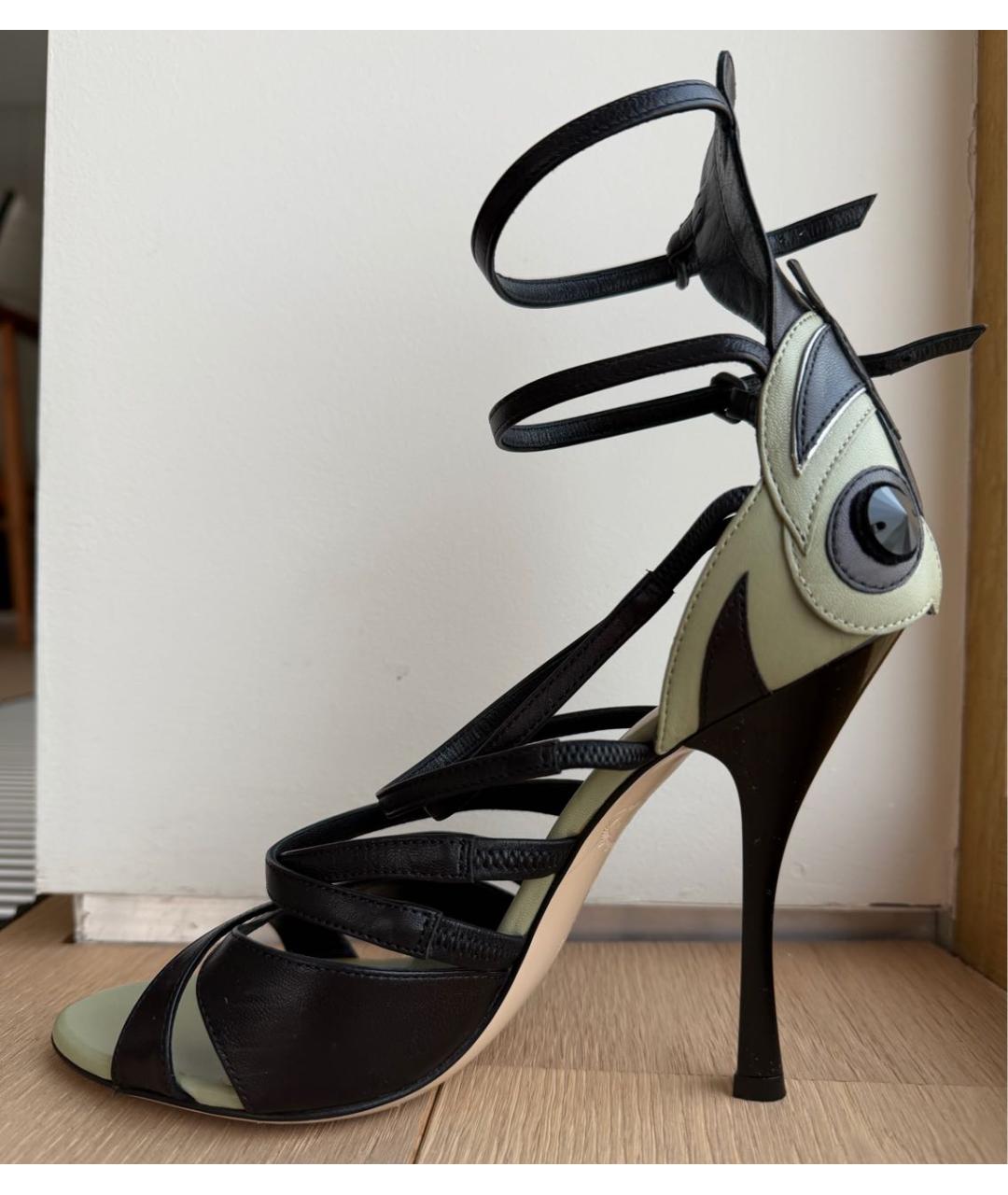 BOTTEGA VENETA Черные кожаные босоножки, фото 2