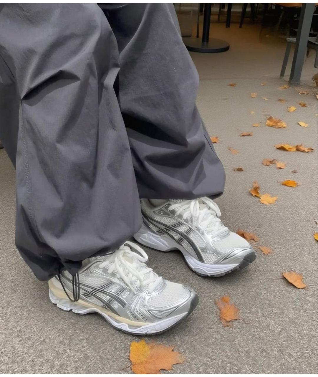 ASICS Серебряные текстильные низкие кроссовки / кеды, фото 5