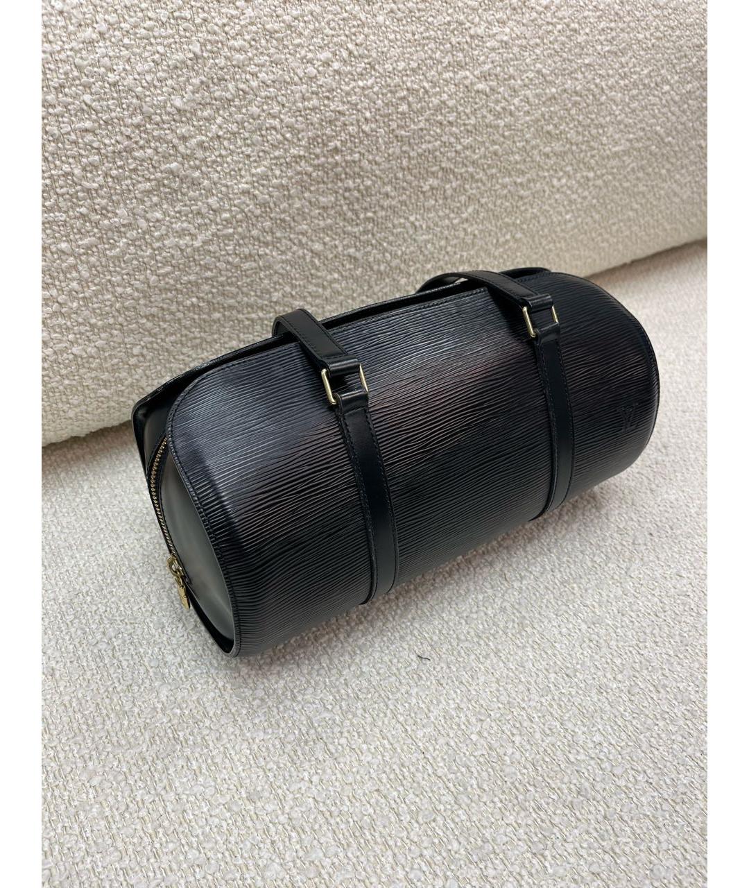 LOUIS VUITTON Черная кожаная сумка с короткими ручками, фото 6