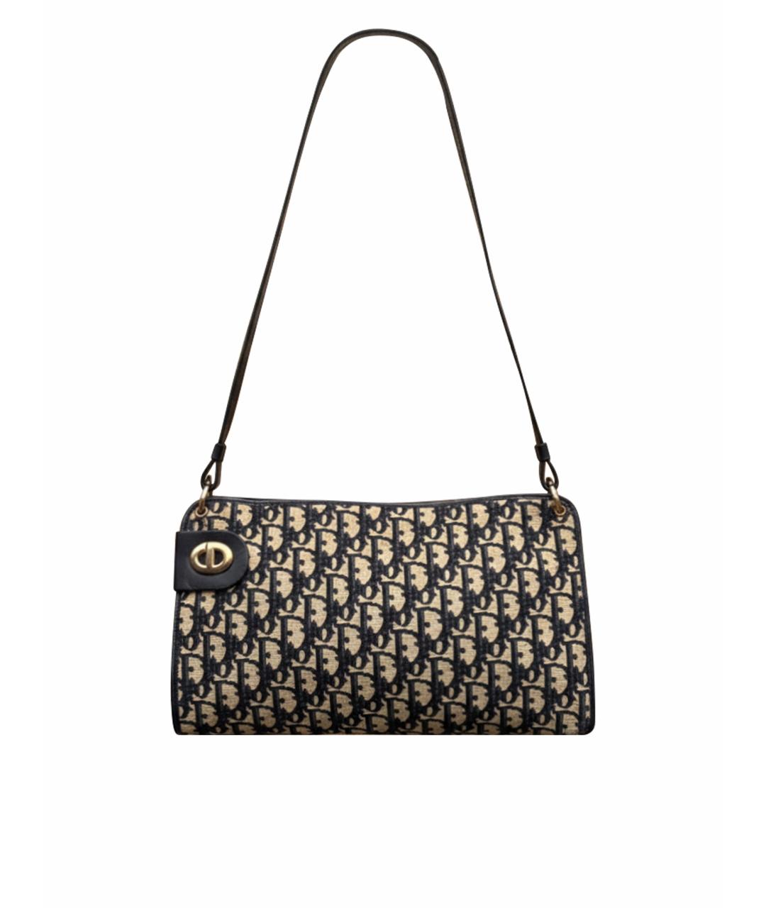 CHRISTIAN DIOR Темно-синяя тканевая сумка с короткими ручками, фото 1