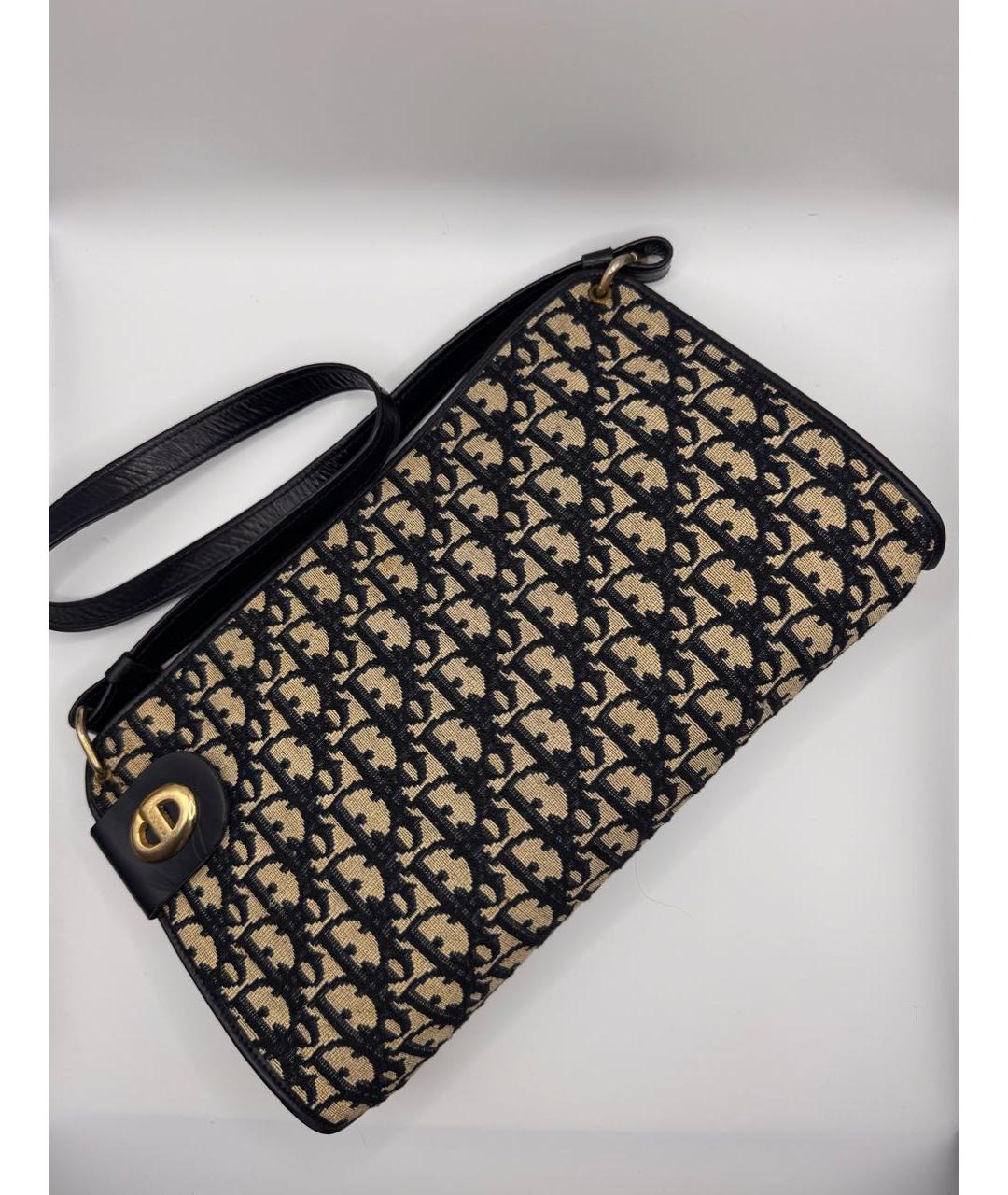 CHRISTIAN DIOR Темно-синяя тканевая сумка с короткими ручками, фото 2