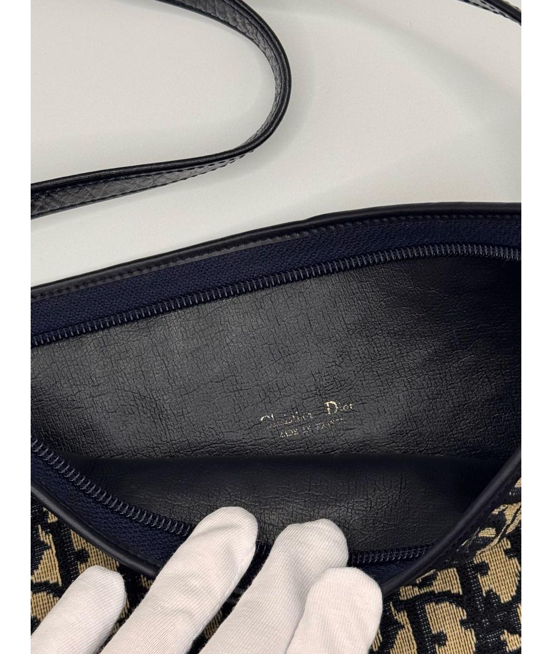 CHRISTIAN DIOR Темно-синяя тканевая сумка с короткими ручками, фото 5