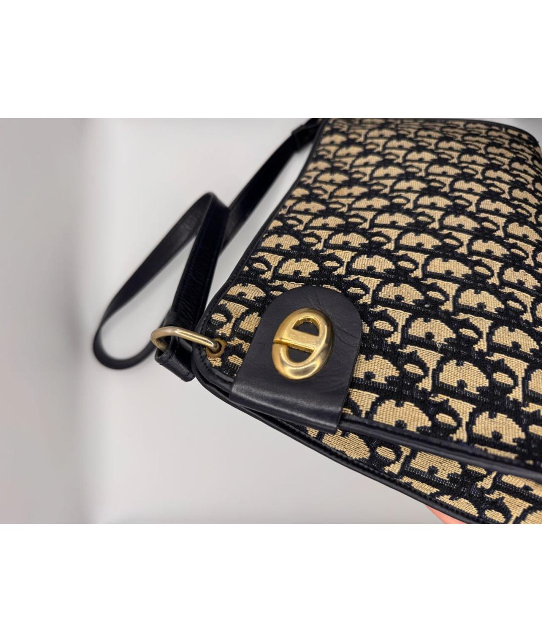 CHRISTIAN DIOR Темно-синяя тканевая сумка с короткими ручками, фото 7