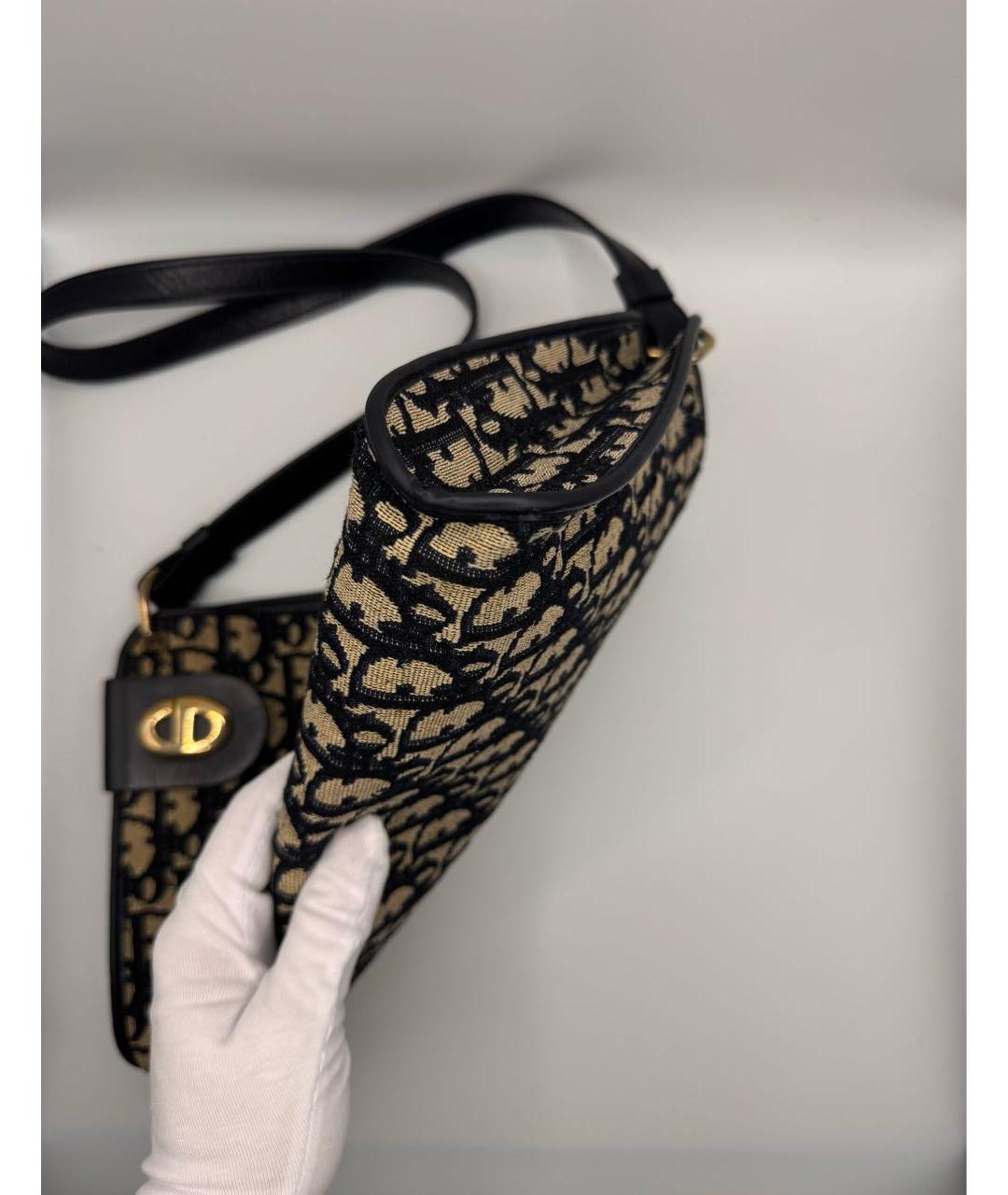 CHRISTIAN DIOR Темно-синяя тканевая сумка с короткими ручками, фото 4