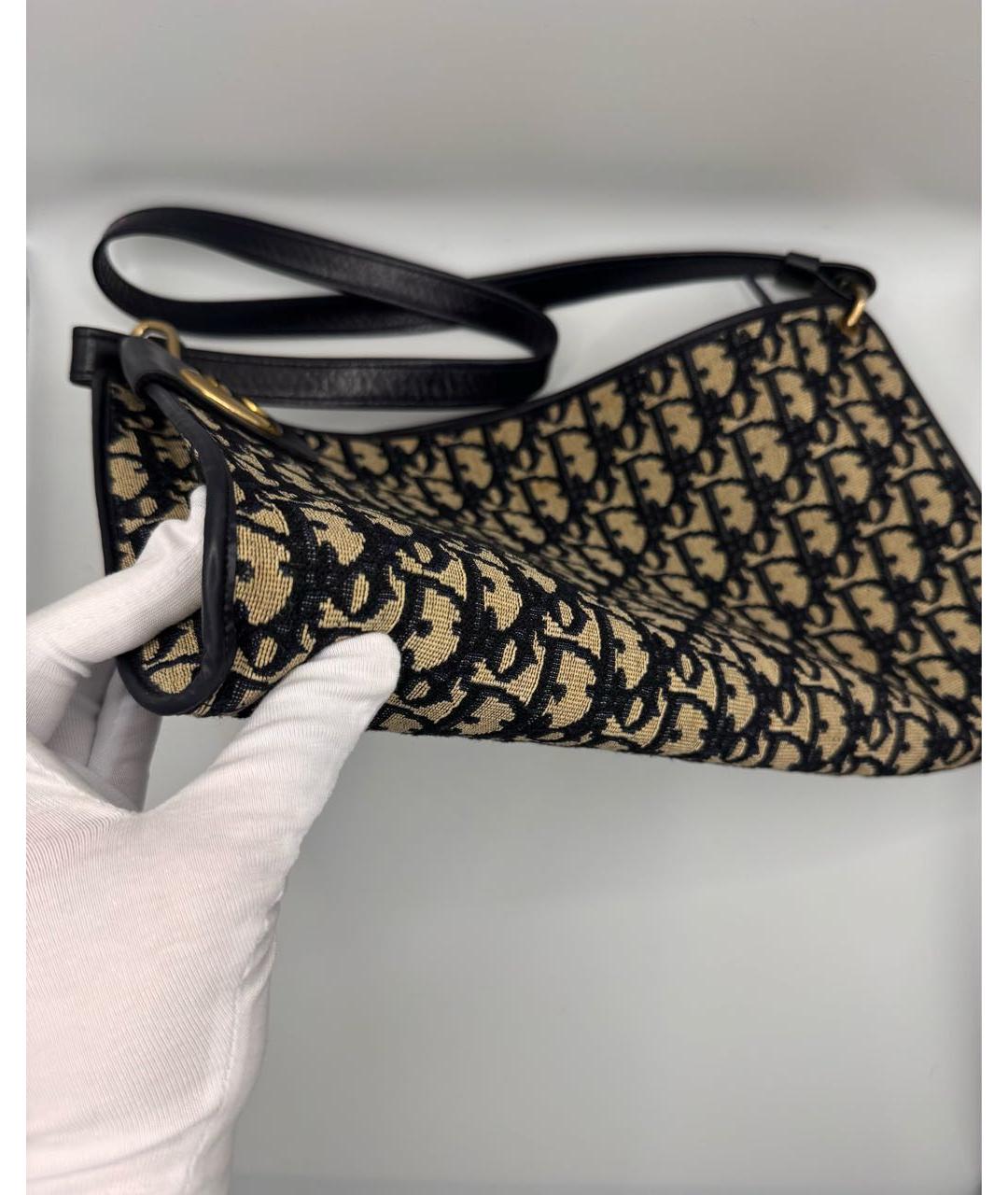 CHRISTIAN DIOR Темно-синяя тканевая сумка с короткими ручками, фото 8