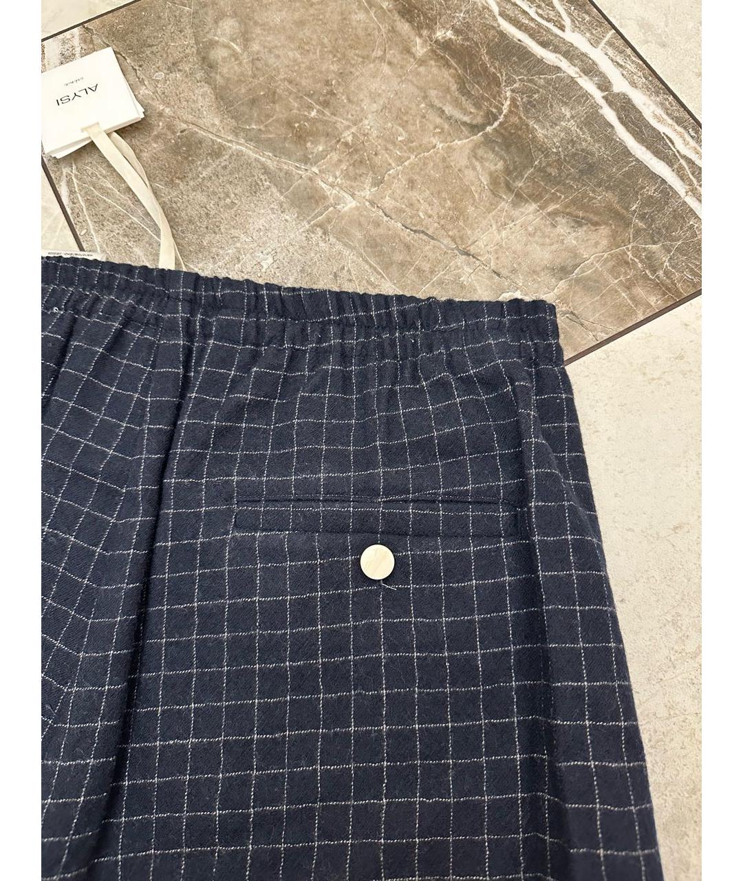 ALYSI Темно-синие шерстяные прямые брюки, фото 3