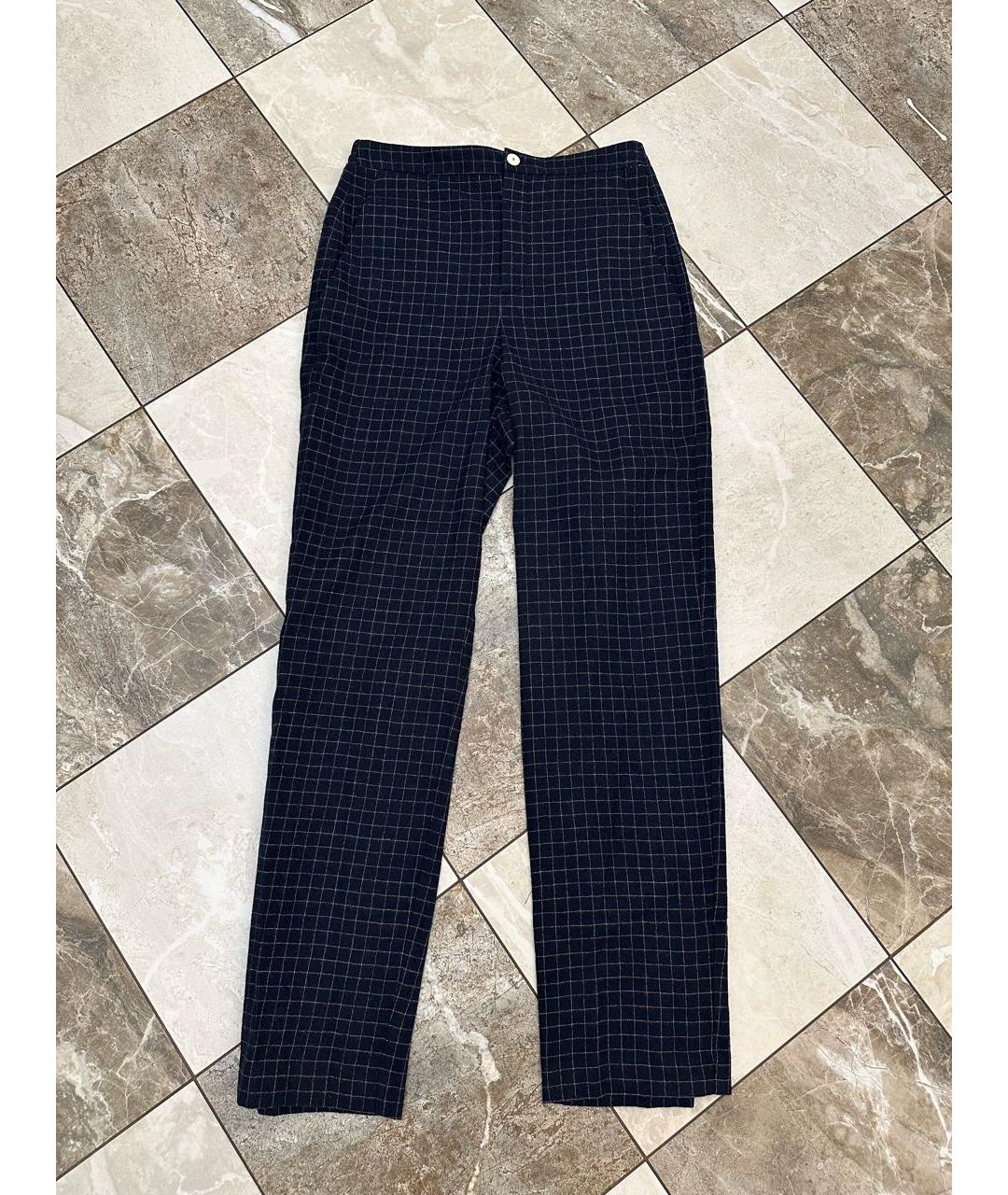 ALYSI Темно-синие шерстяные прямые брюки, фото 6