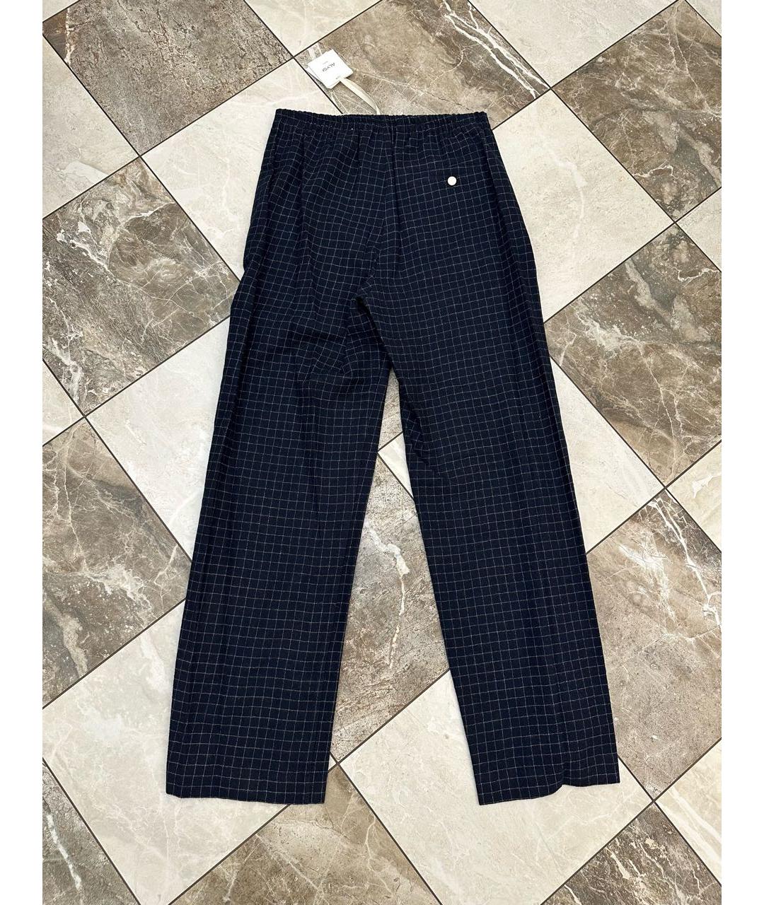 ALYSI Темно-синие шерстяные прямые брюки, фото 2