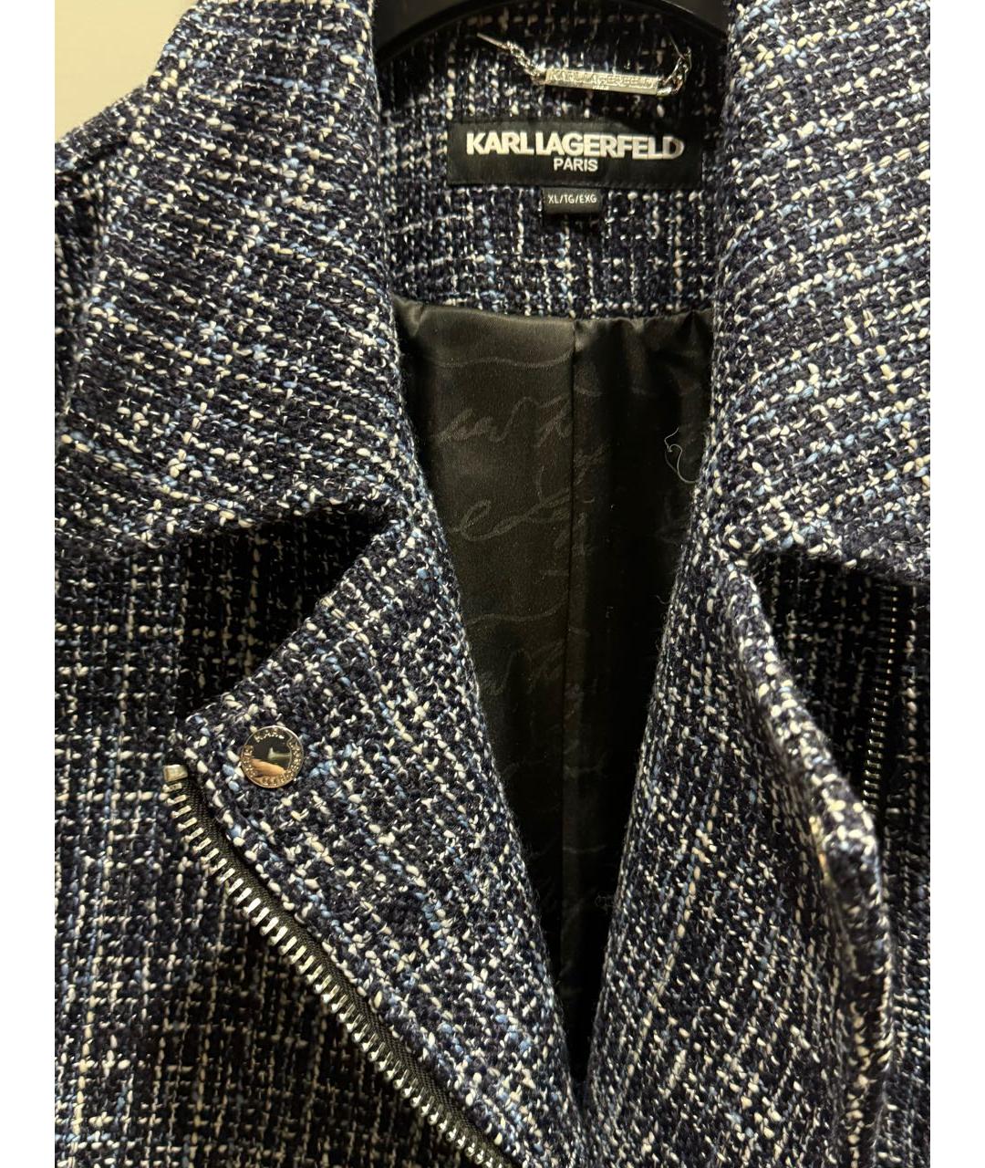 KARL LAGERFELD Синее твидовое пальто, фото 4