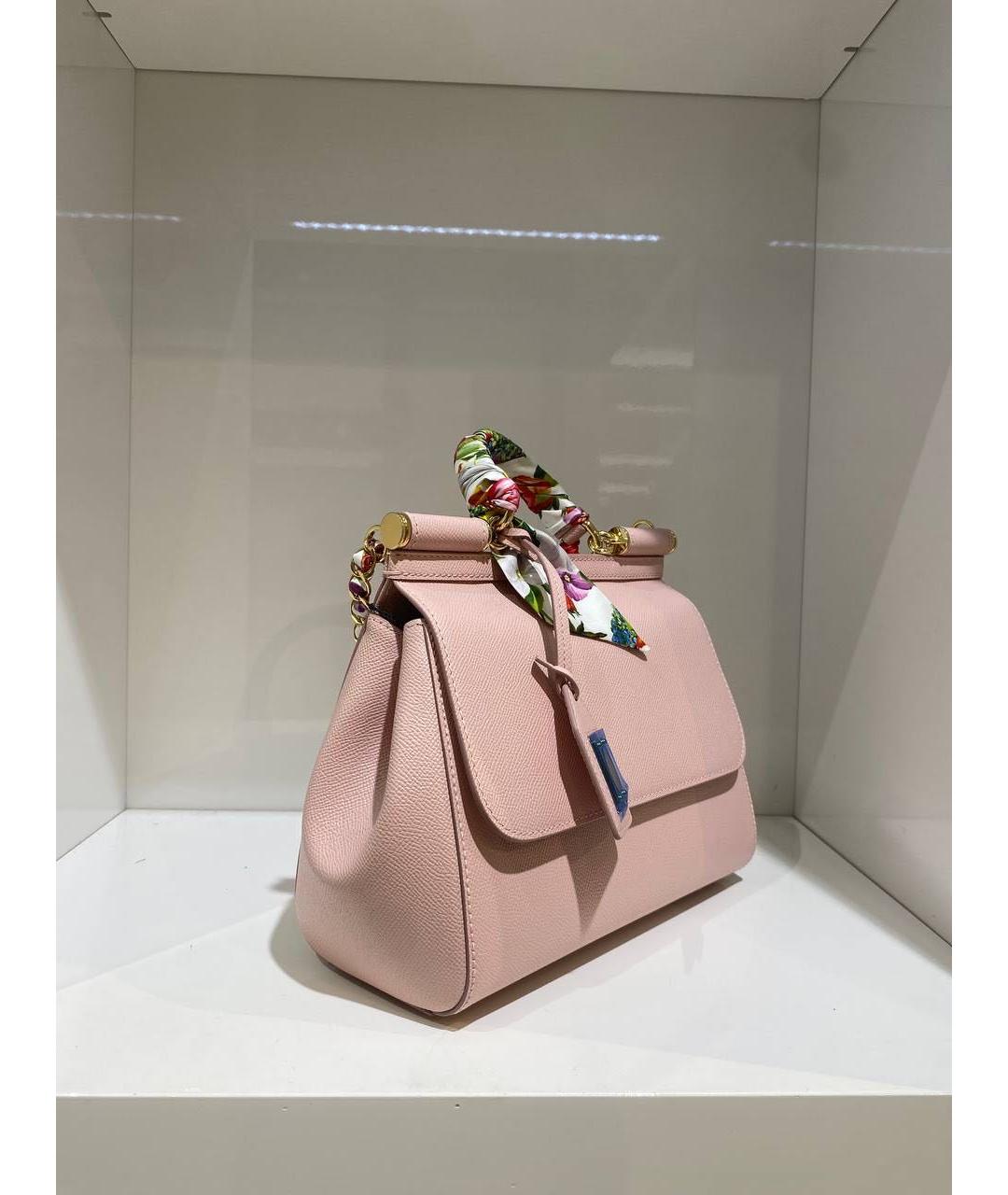 DOLCE&GABBANA Розовая кожаная сумка с короткими ручками, фото 3