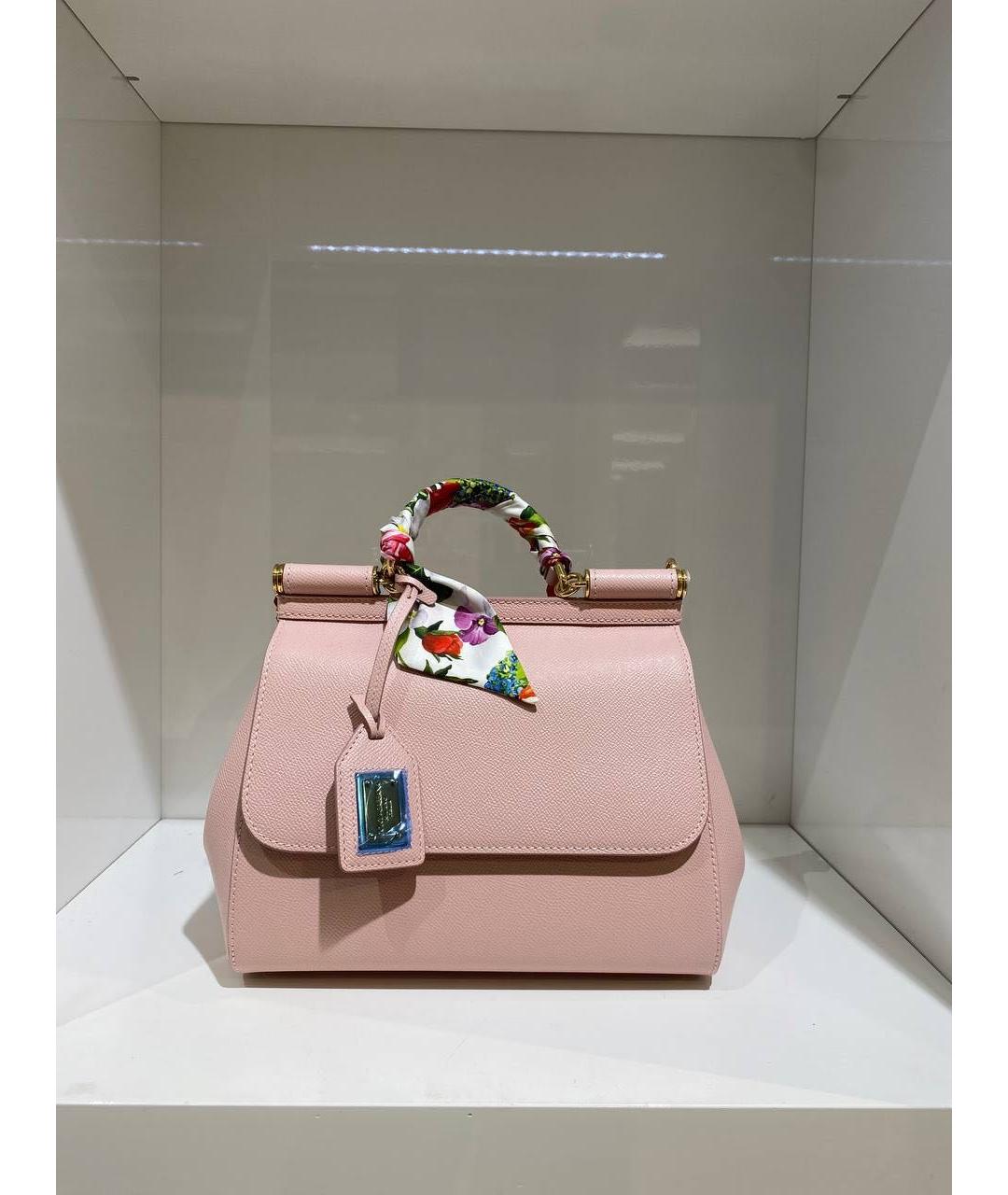 DOLCE&GABBANA Розовая кожаная сумка с короткими ручками, фото 2