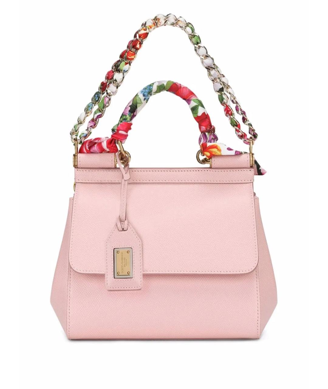 DOLCE&GABBANA Розовая кожаная сумка с короткими ручками, фото 1