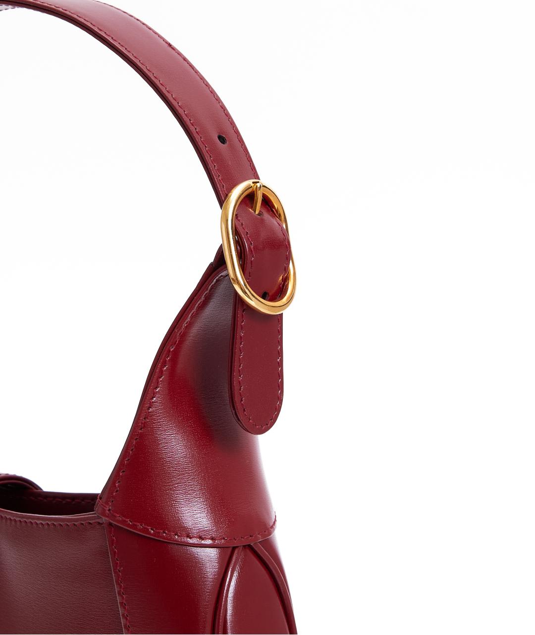 GUCCI Бордовая кожаная сумка с короткими ручками, фото 4