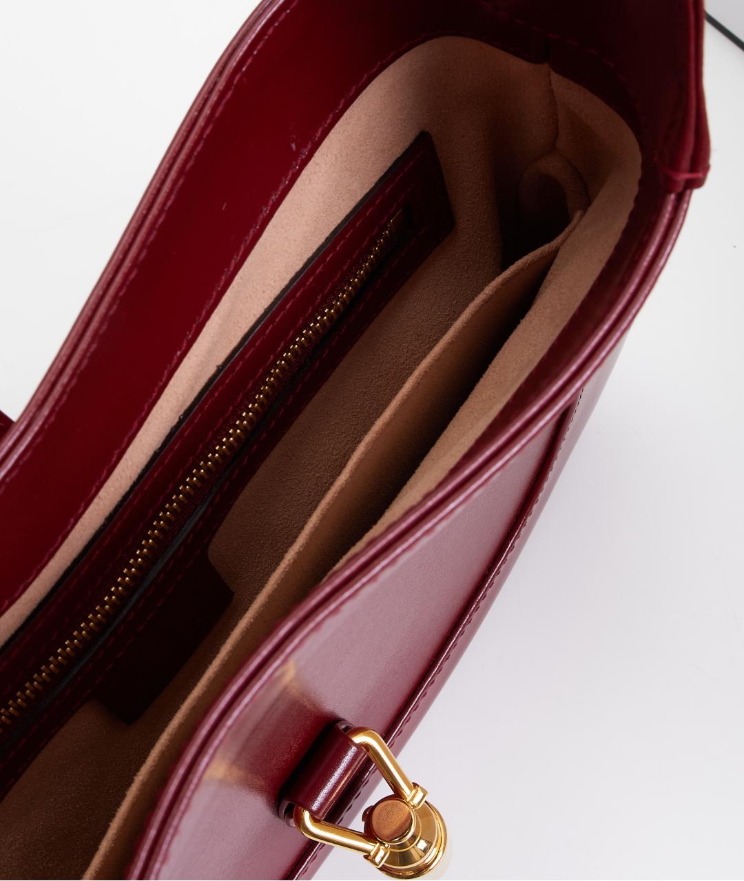 GUCCI Бордовая кожаная сумка с короткими ручками, фото 5