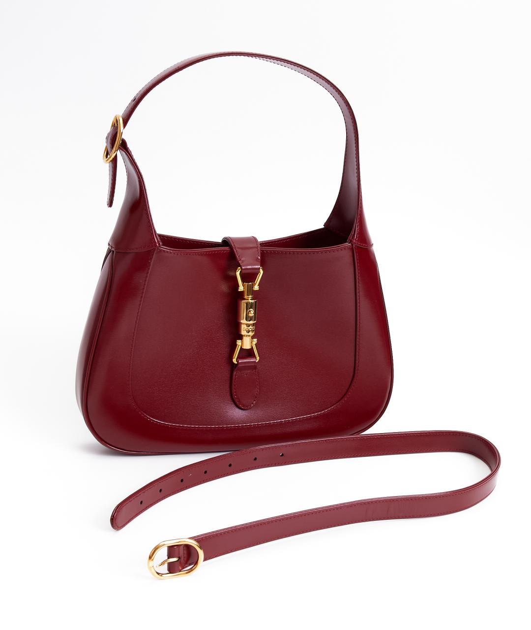 GUCCI Бордовая кожаная сумка с короткими ручками, фото 6