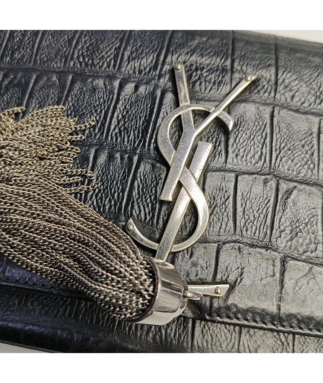 SAINT LAURENT Черная кожаная сумка через плечо, фото 6