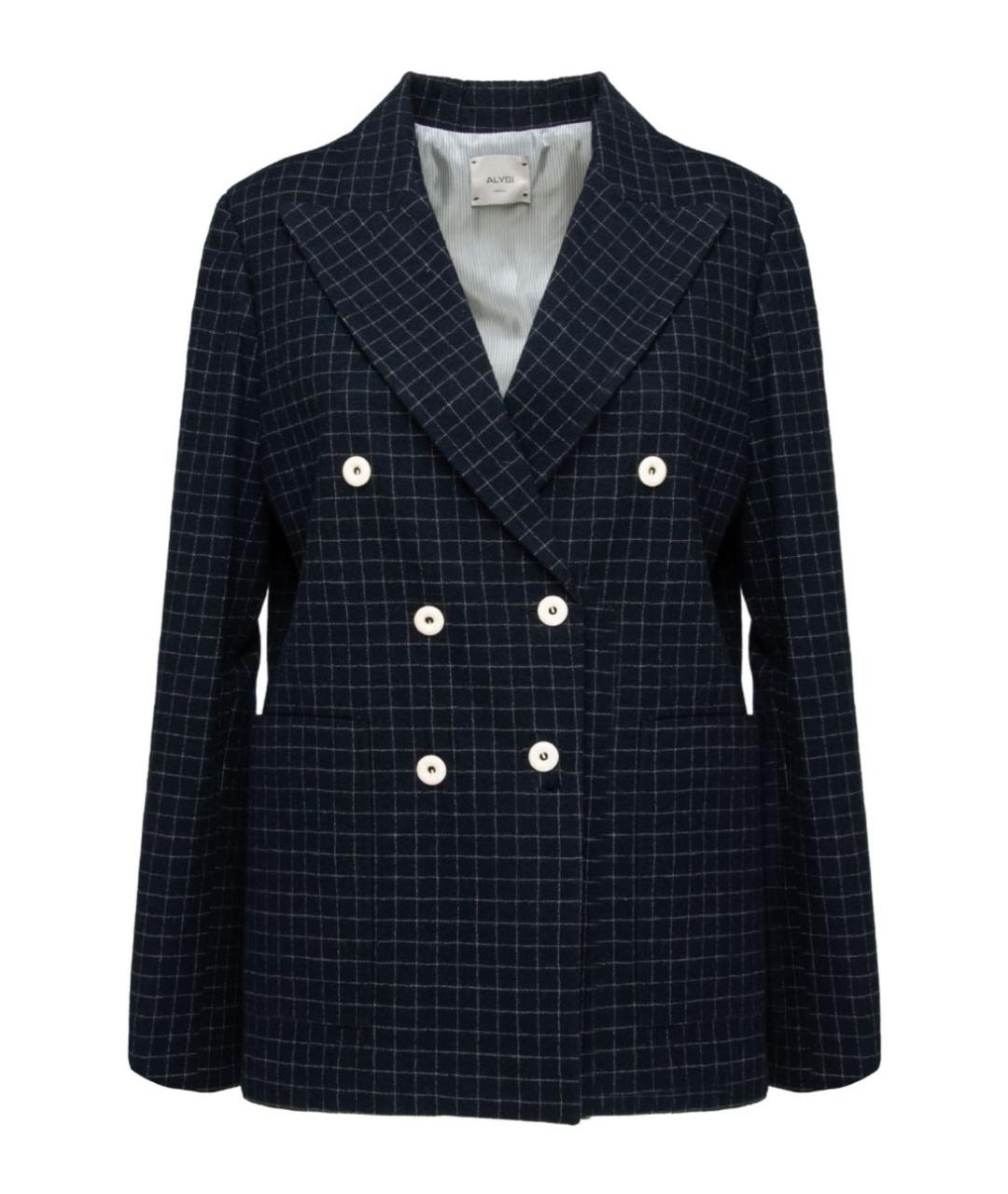 ALYSI Темно-синий шерстяной жакет/пиджак, фото 6