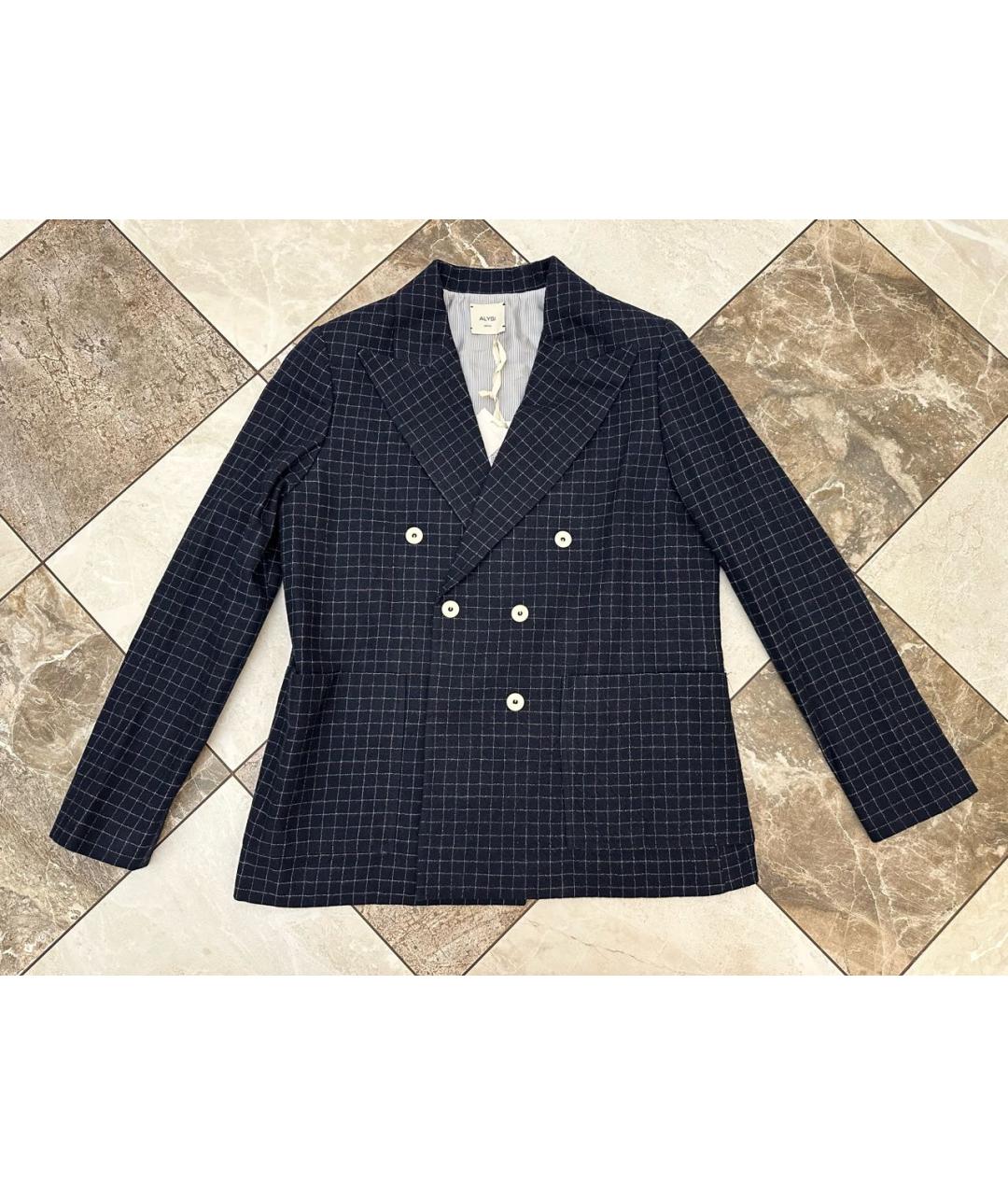 ALYSI Темно-синий шерстяной жакет/пиджак, фото 2