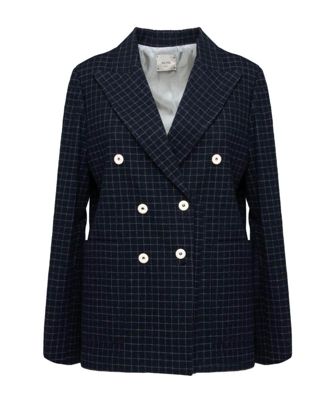 ALYSI Темно-синий шерстяной жакет/пиджак, фото 1