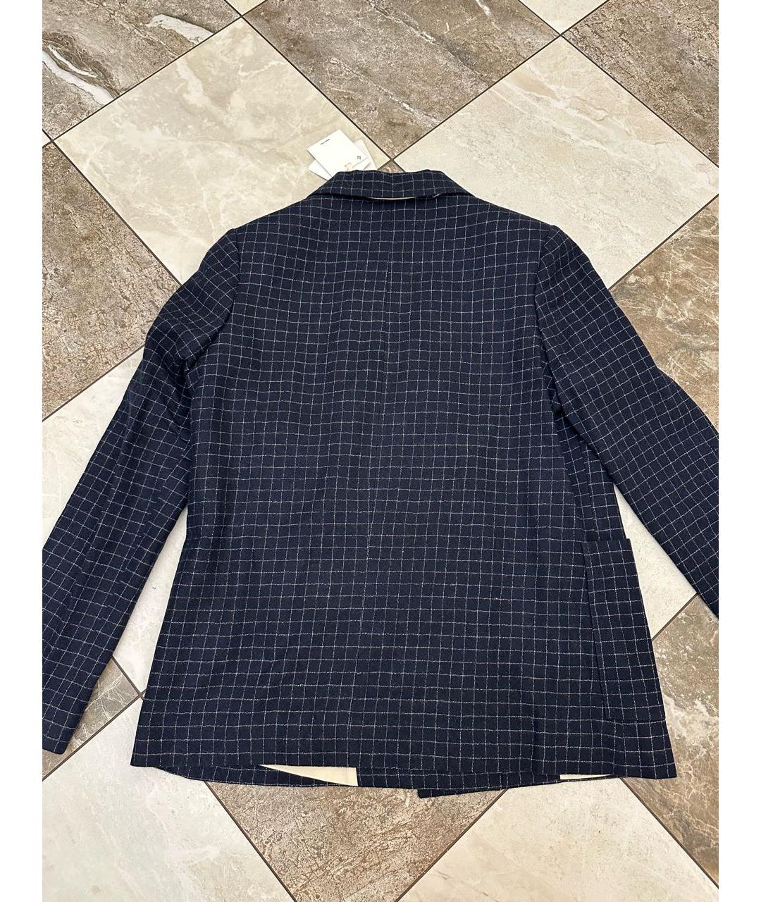 ALYSI Темно-синий шерстяной жакет/пиджак, фото 4